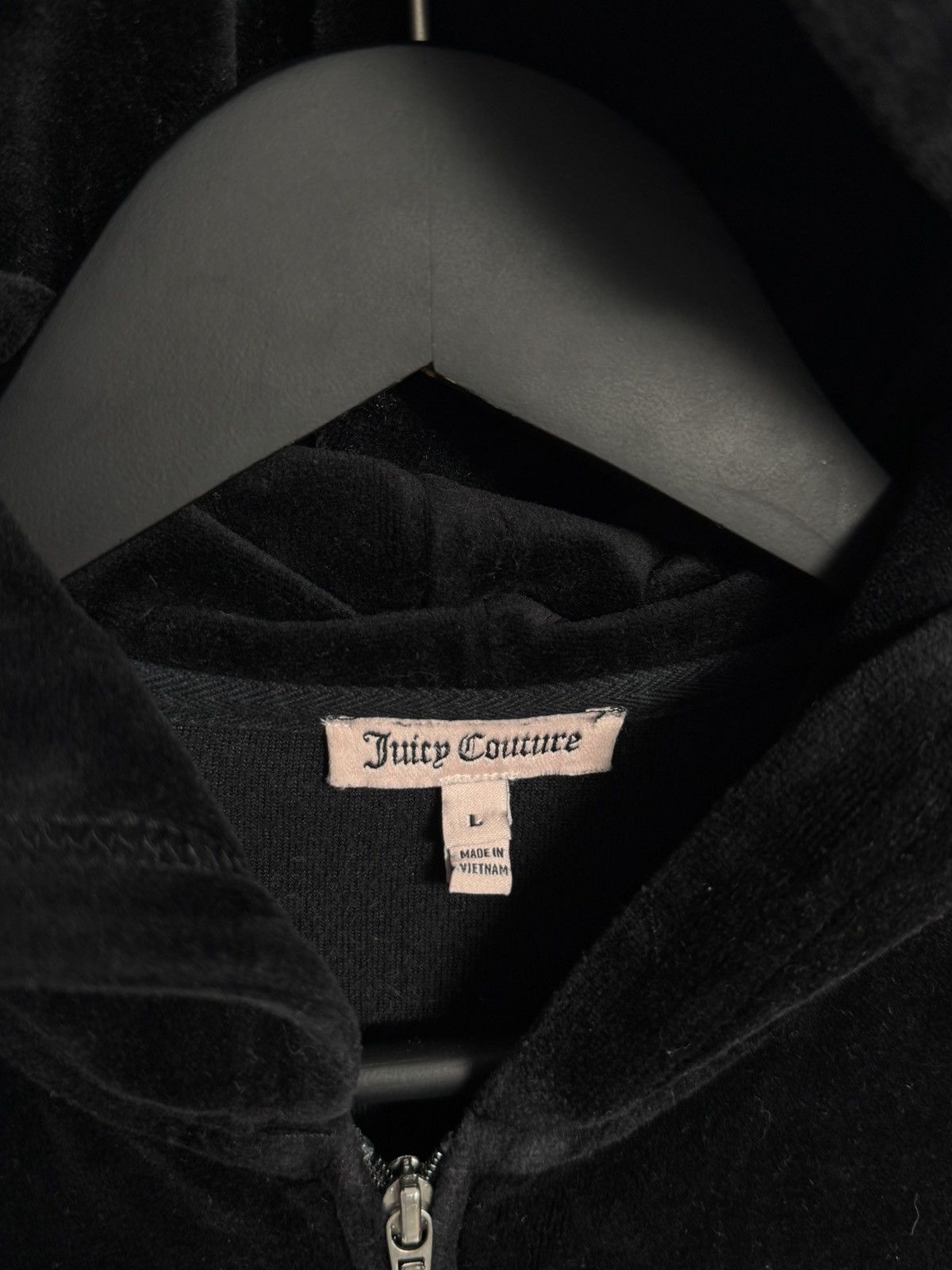 Juicy Couture Vintage Juicy Couture Y2K Glam Velour Black Zip Up Hoodie Size L / US 10 / IT 46 - 7 Thumbnail