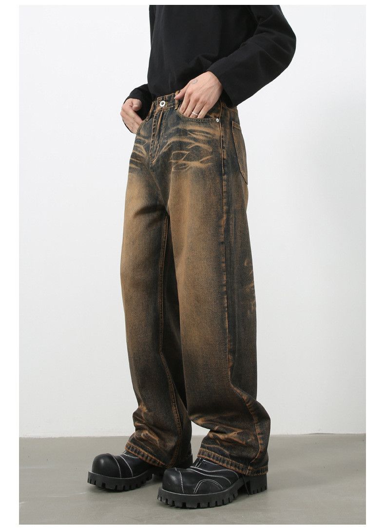 Vintage American street men's retro distressed loose straight jeans Size US 32 / EU 48 - 3 Thumbnail