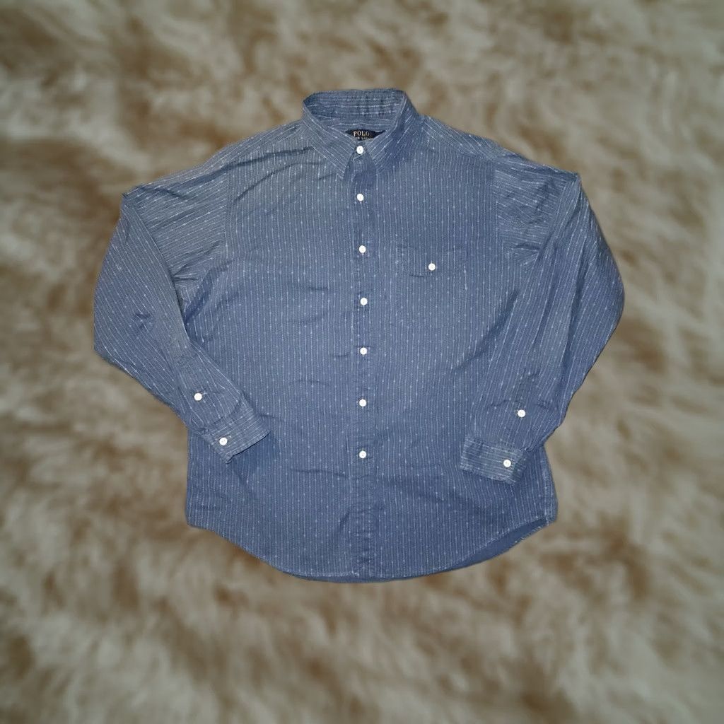Polo Ralph Lauren Polo Ralph Lauren Button Up Shirt Men's XL Long Sleeve Blue Geometric Striped Pattern Size US XL / EU 56 / 4 - 1 Thumbnail
