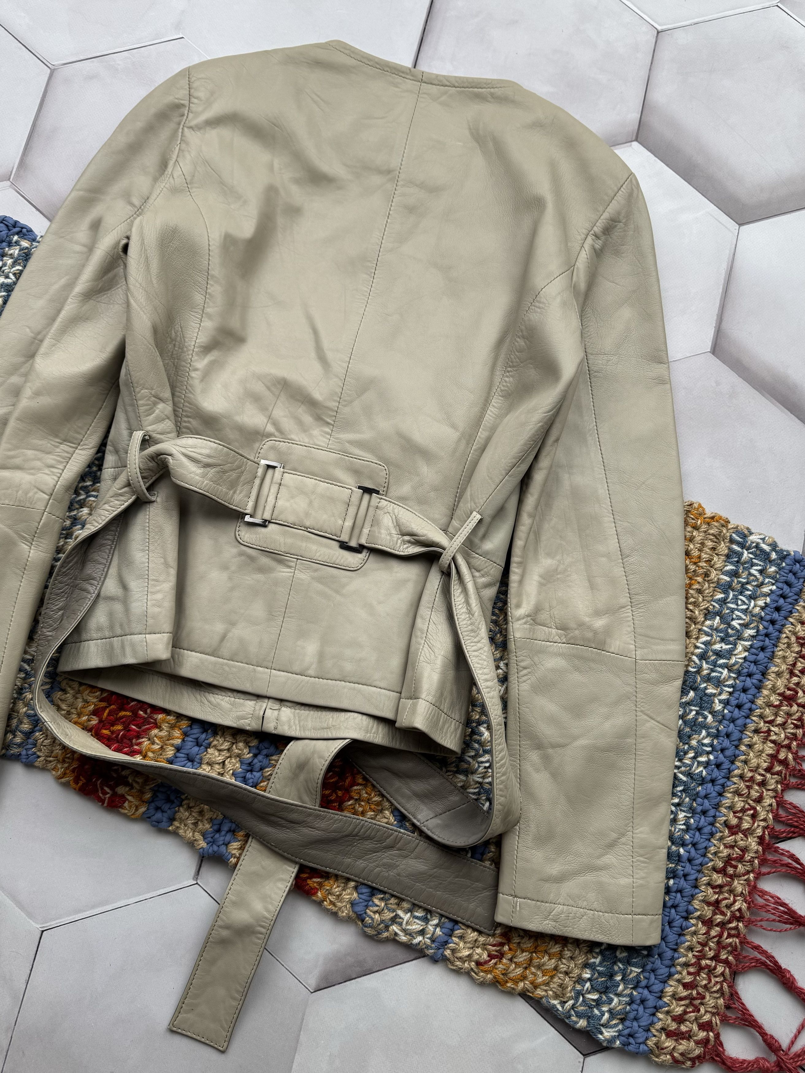 Vintage Vintage Leather Jacket With Belt (E4) Size S / US 4 / IT 40 - 10 Thumbnail