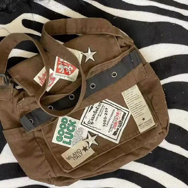 Japanese Brand Fukiishi x Kato Canvas Star Patch Crossbody Bag Size ONE SIZE - 4 Thumbnail
