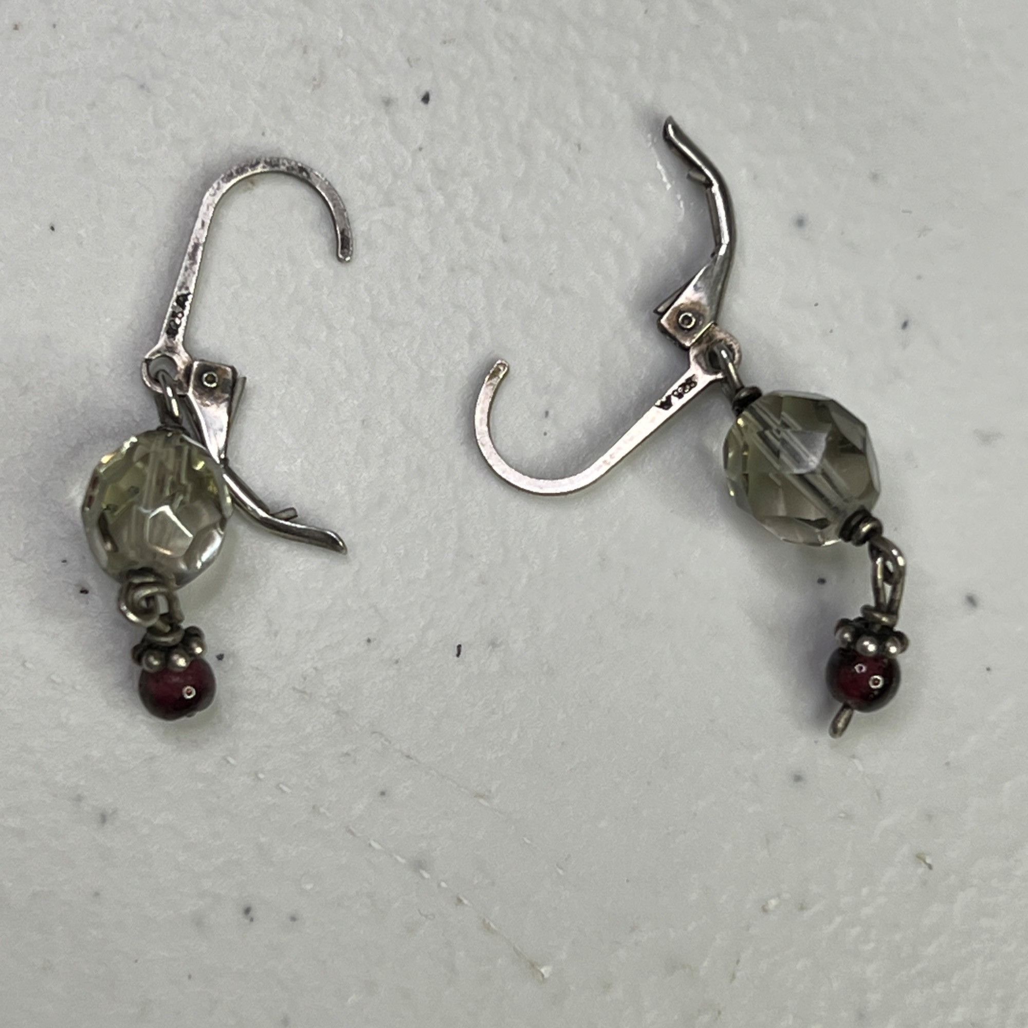 Designer Vintage Silver-Tone Drop Earrings With Faceted Beads Size ONE SIZE - 4 Thumbnail