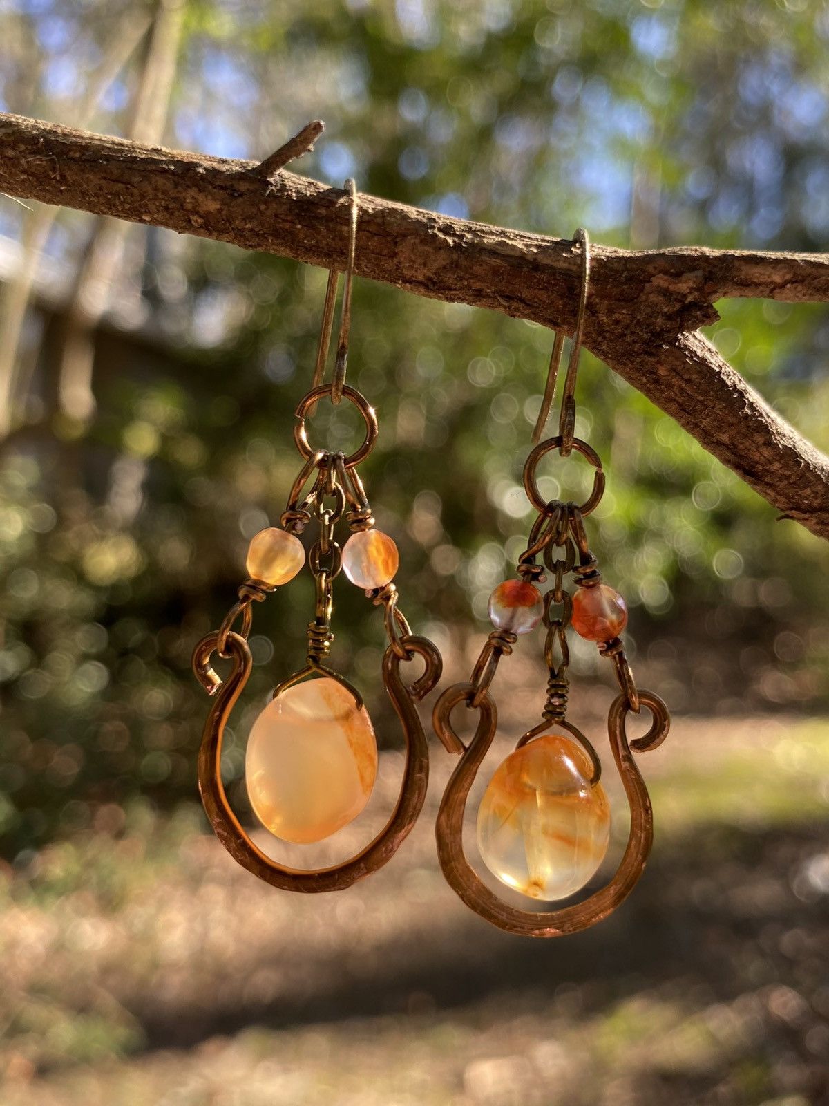 Handmade Carnelian Hoop Earrings Size ONE SIZE - 1 Thumbnail