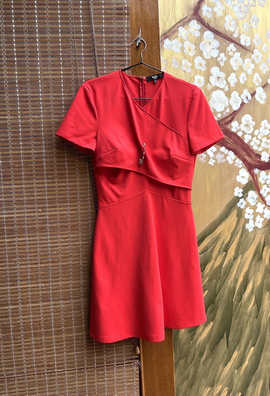 Versus Versace Versace Versus Red V-Neck Short Sleeve Wrap Front Mini Dress Size M / US 6-8 / IT 42-44 - 1 Thumbnail