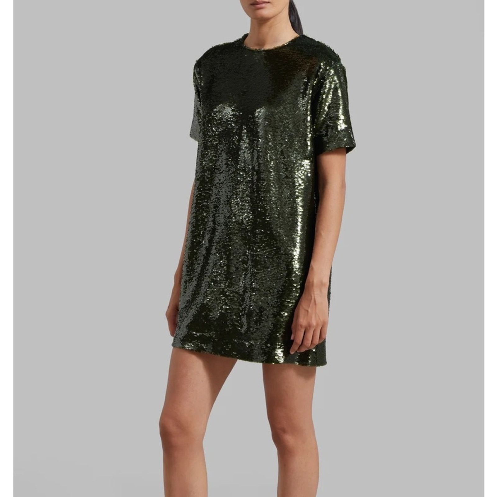 Frankie Shop The Frankie Shop Riley sequin mini tee dress Olive Small NWT Size S / US 4 / IT 40 - 1 Thumbnail