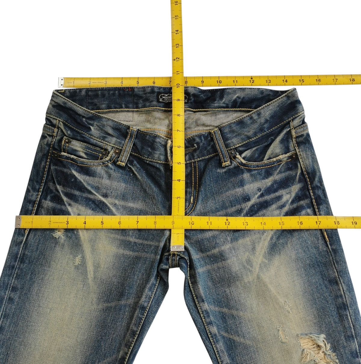 MOUSSY Moussy Japan Flare & Bootcuts Mudded Distressed Denim Jeans Size 28" / US 6 / IT 42 - 8 Thumbnail