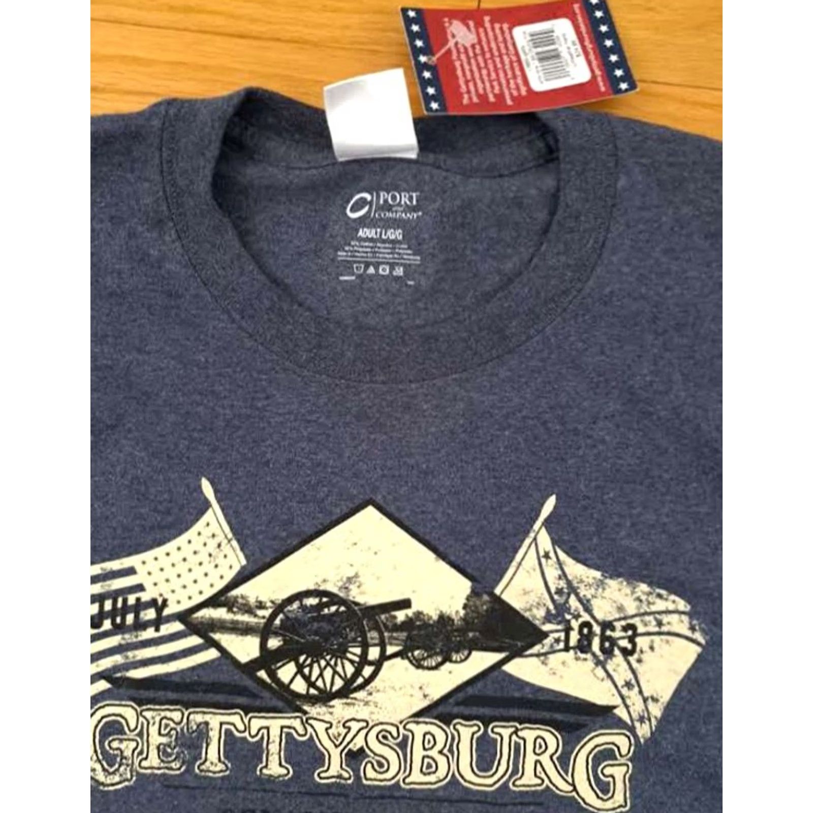 Port & Company VINTAGE Gettysburg Pennslyvania Large NWT Port&Company T-Shirt Mens L Blue History Short Sleeve Shirt Size US L / EU 52-54 / 3 - 4 Thumbnail
