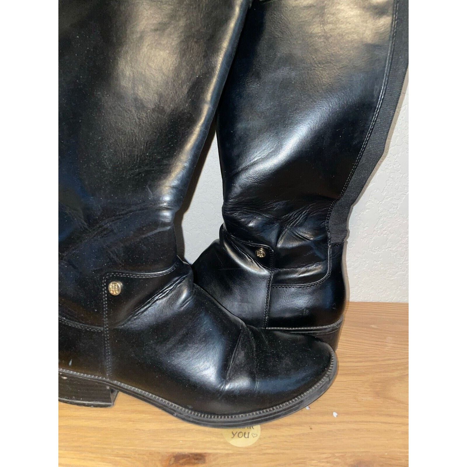 Tommy Hilfiger Womens Tommy Hilfiger Black Boots Faux Leather Tall Shoe 8.5 Size US 8.5 / IT 38.5 - 4 Thumbnail
