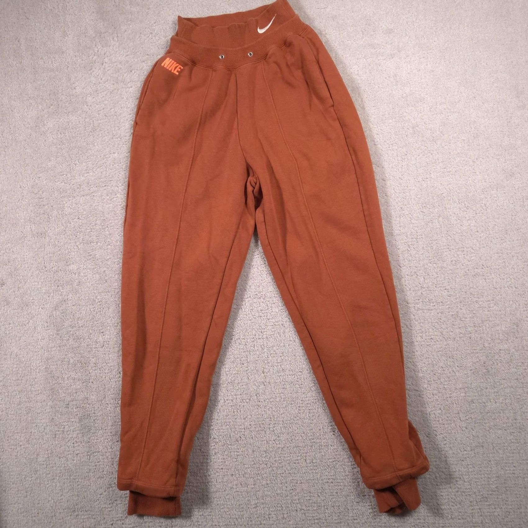 Nike Nike Womens Small Brown Fleece Joggers Sweatpants High Waist Swoosh Logo Size 28" / US 6 / IT 42 - 2 Thumbnail