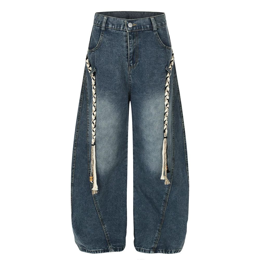 Jean Men's waistband distressed loose washed scimitar jeans Size US 32 / EU 48 - 1 Thumbnail