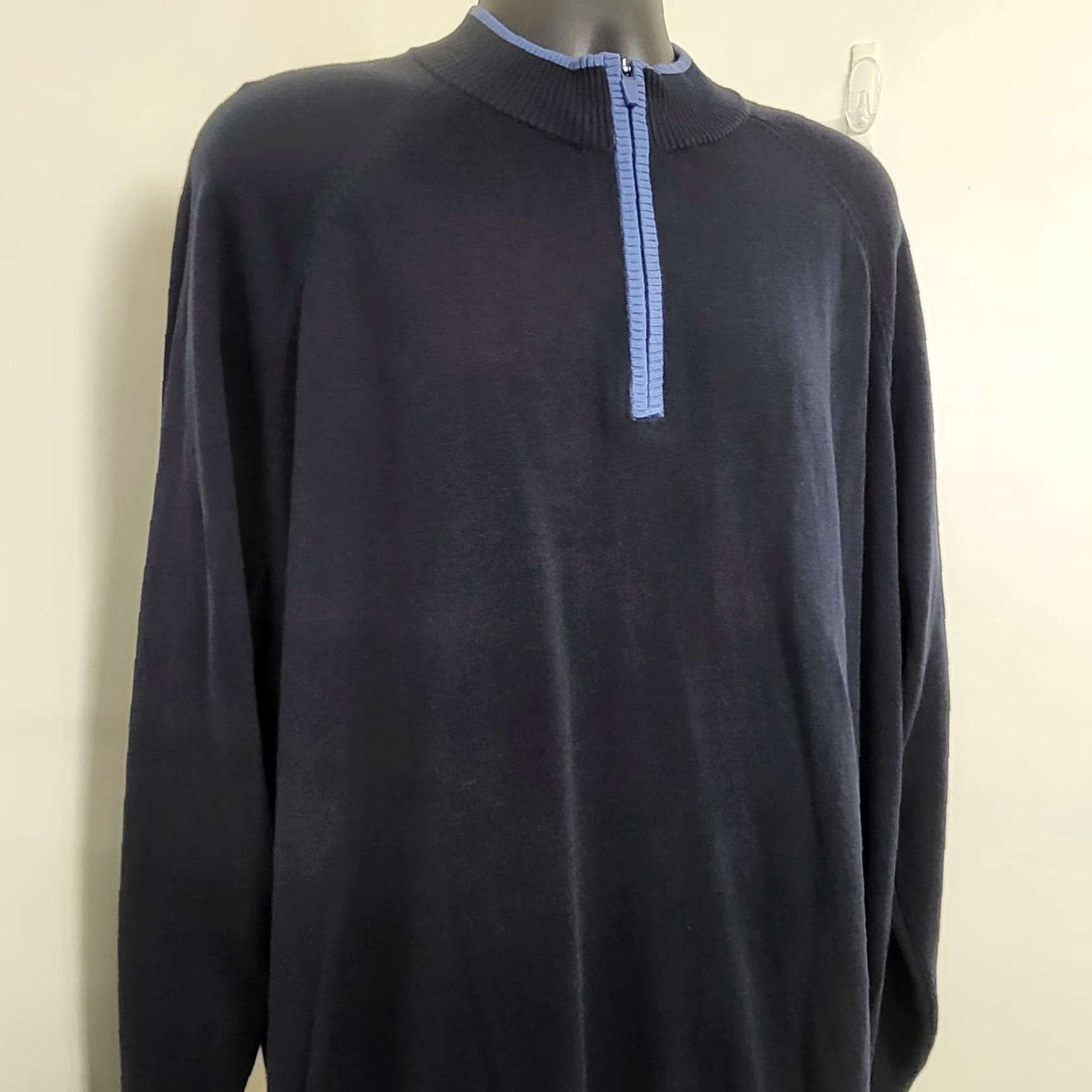 Vintage Duluth Trading Company Sweater Men XL Blue 1/4 Zip Pullover Cotton Blend Knit Classic Casual Workwear Mens Pullover 1/4 Zip Zip Mock Neck Size US L / EU 52-54 / 3 - 3 Thumbnail