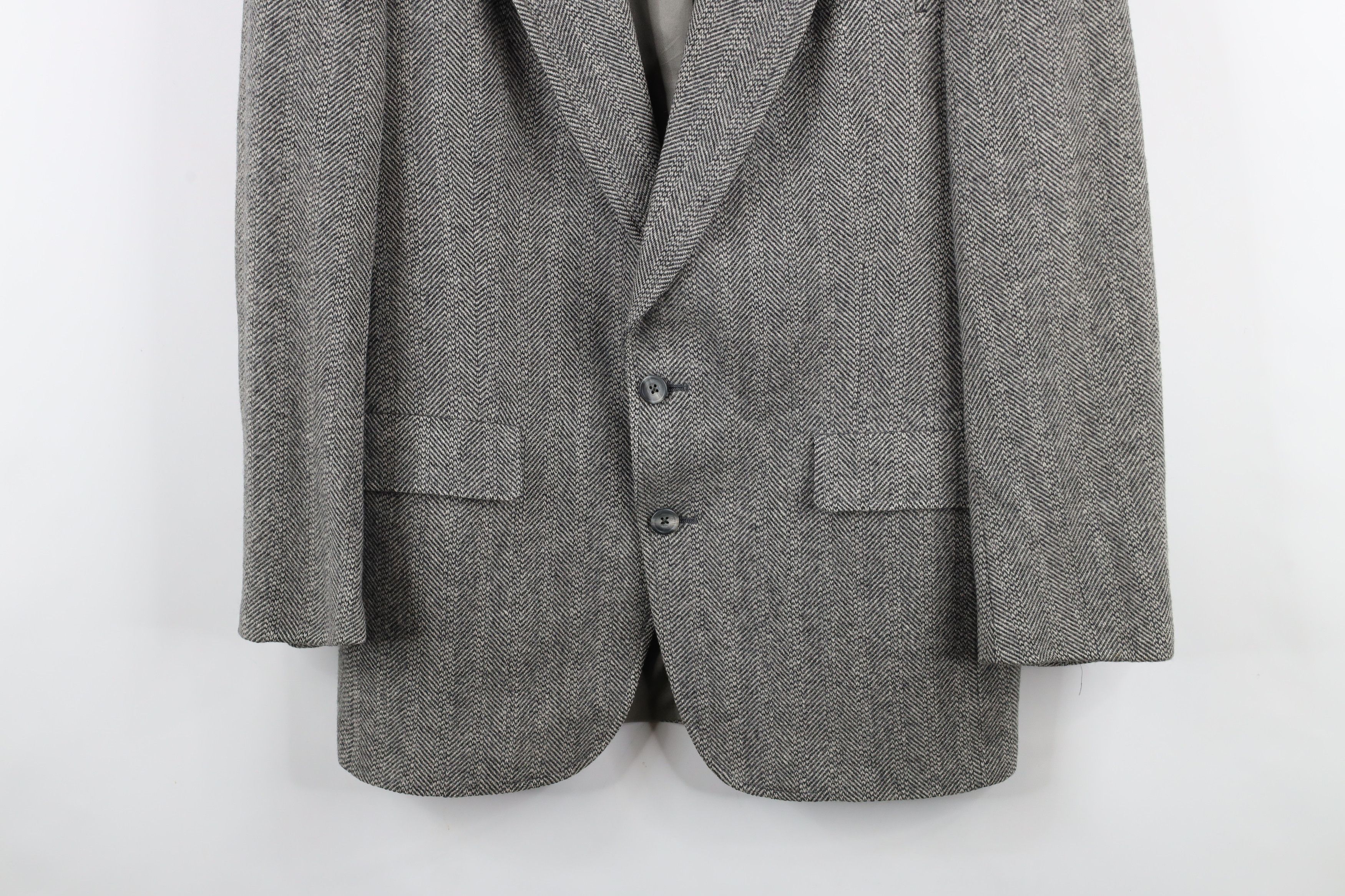 Vintage Vintage 90s Streetwear Wool Tweed Herringbone Blazer Jacket Size US L / EU 52-54 / 3 - 3 Thumbnail
