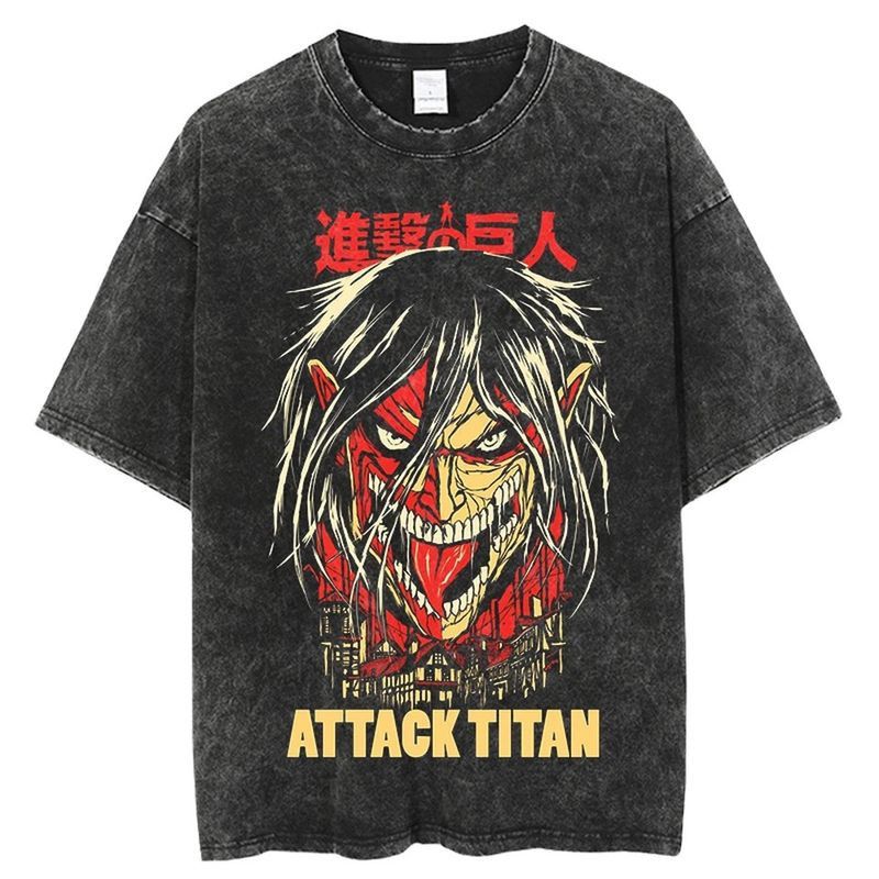 image of Designer Attack On Titan T-Shirt Anime in Black, Men's (Size Large)