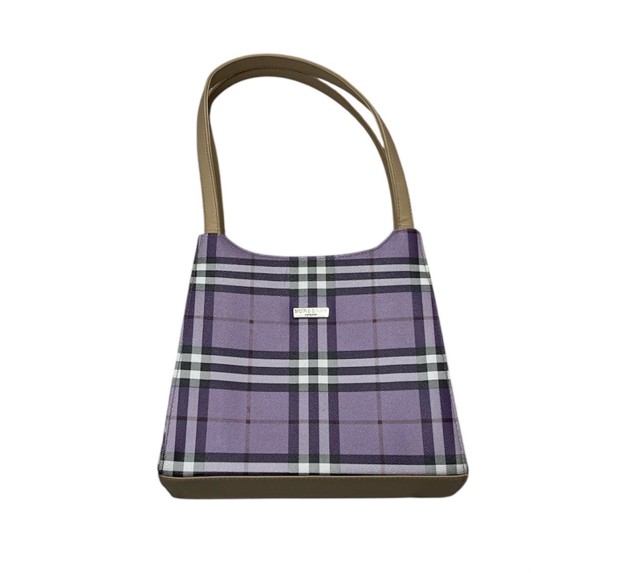 Vintage Burberry 90s leather big bag handbag nova checked