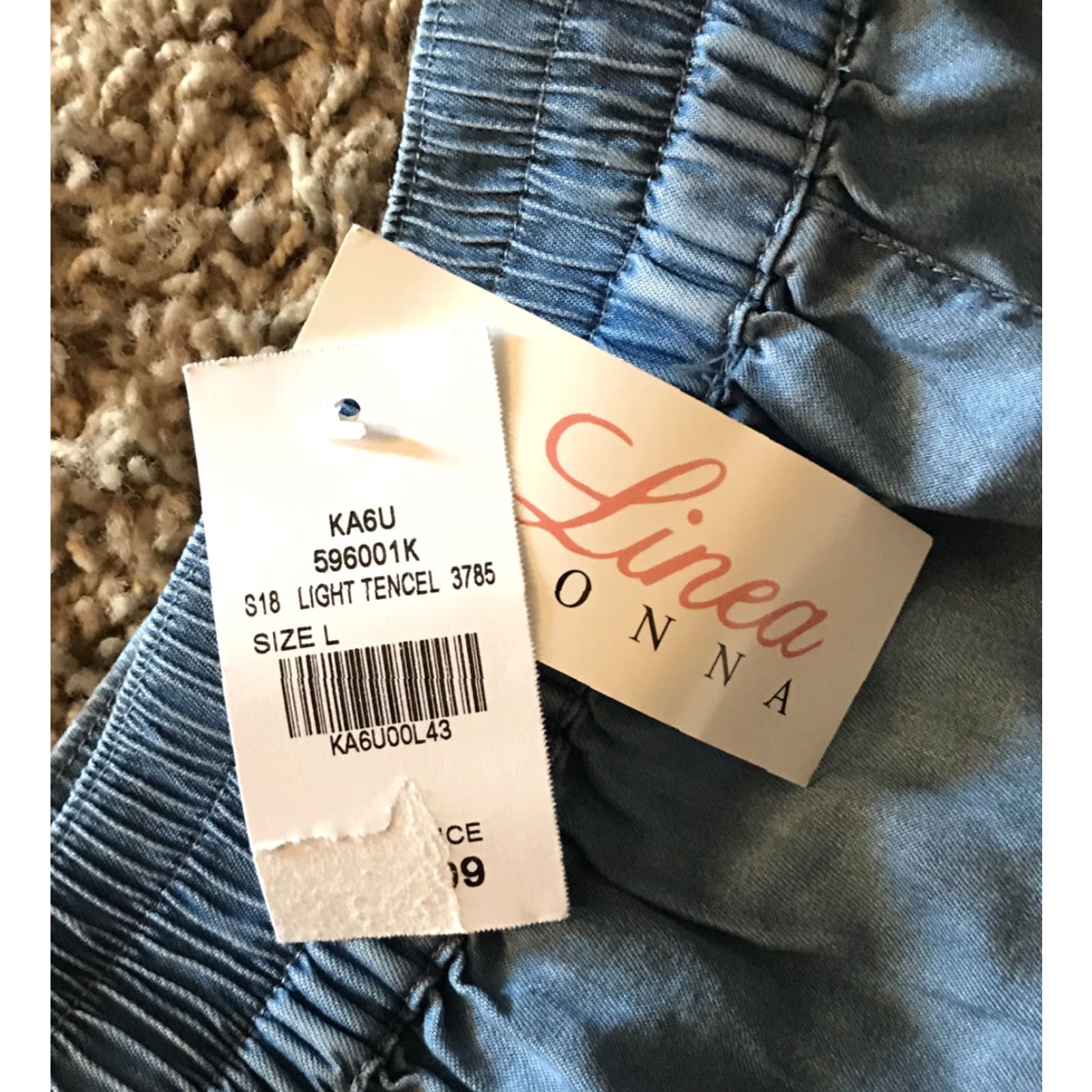 Vintage VINTAGE Linea Donna Blue Wide-Leg Pants NWT Large Elastic Waist Pockets Lyocell Casual Womens L Size 24" / US 00 / IT 34 - 3 Thumbnail