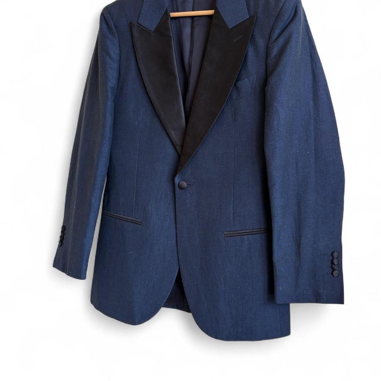 Suitsupply SuitSupply Blue Wool Linen Tuxedo Jacket & Waistcoat 34R Size 34R - 9 Thumbnail