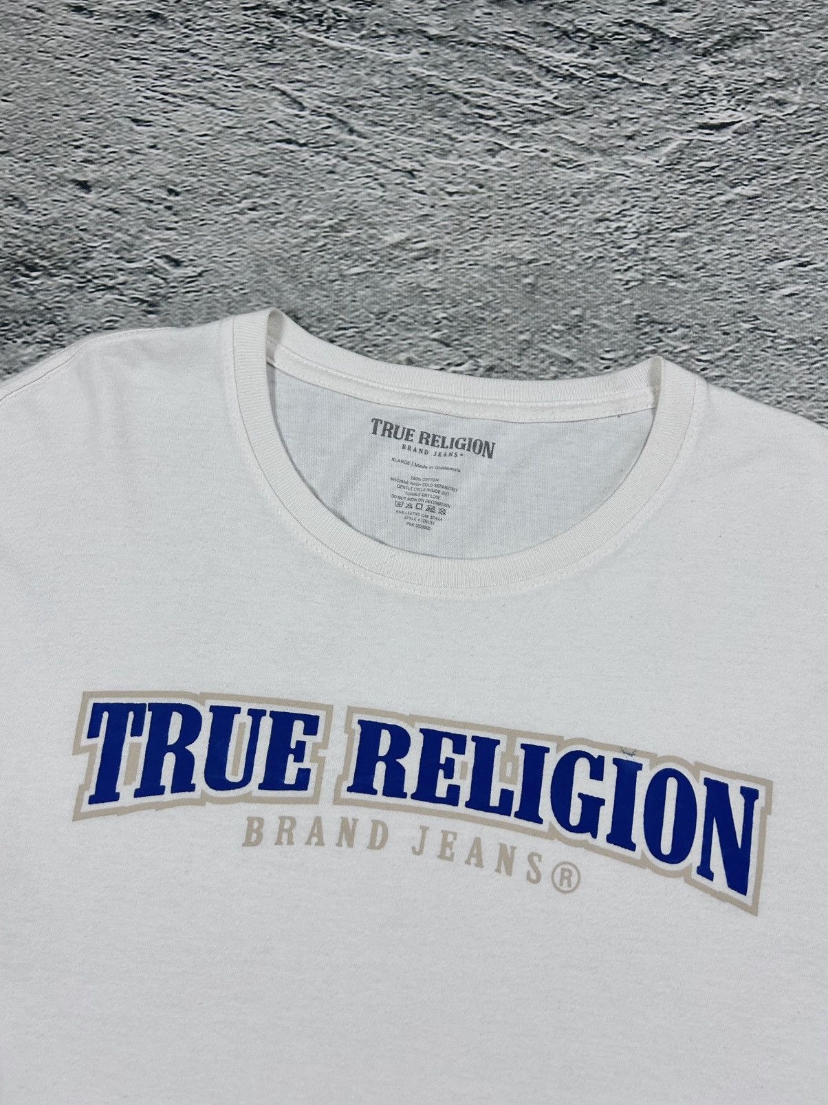 True Religion True Religion longsleeve big logo white blue horseshoe Size US XL / EU 56 / 4 - 2 Thumbnail