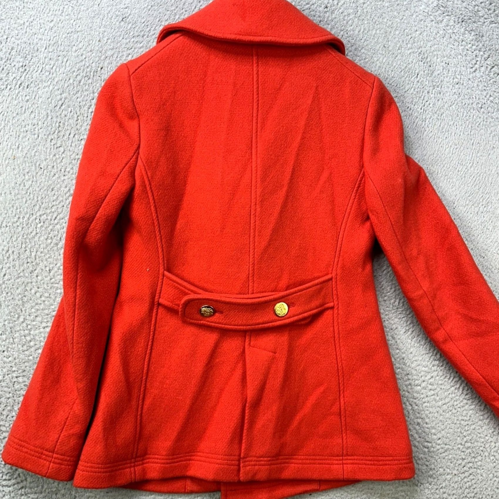 J.Crew J. Crew Stadium Cloth Pea Coat Womens Red Wool Blend Button Pocket Long Sleeve Short Coat Size S / US 4 / IT 40 - 3 Thumbnail