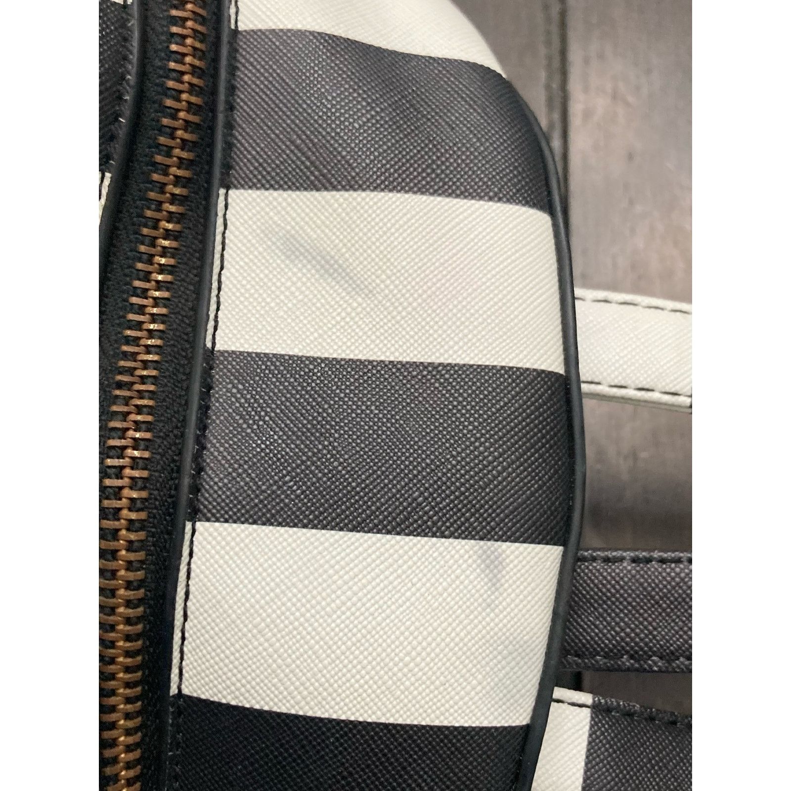 Other Under One Sky Vegan Leather Striped Backpack Black & White Size ONE SIZE - 13 Thumbnail