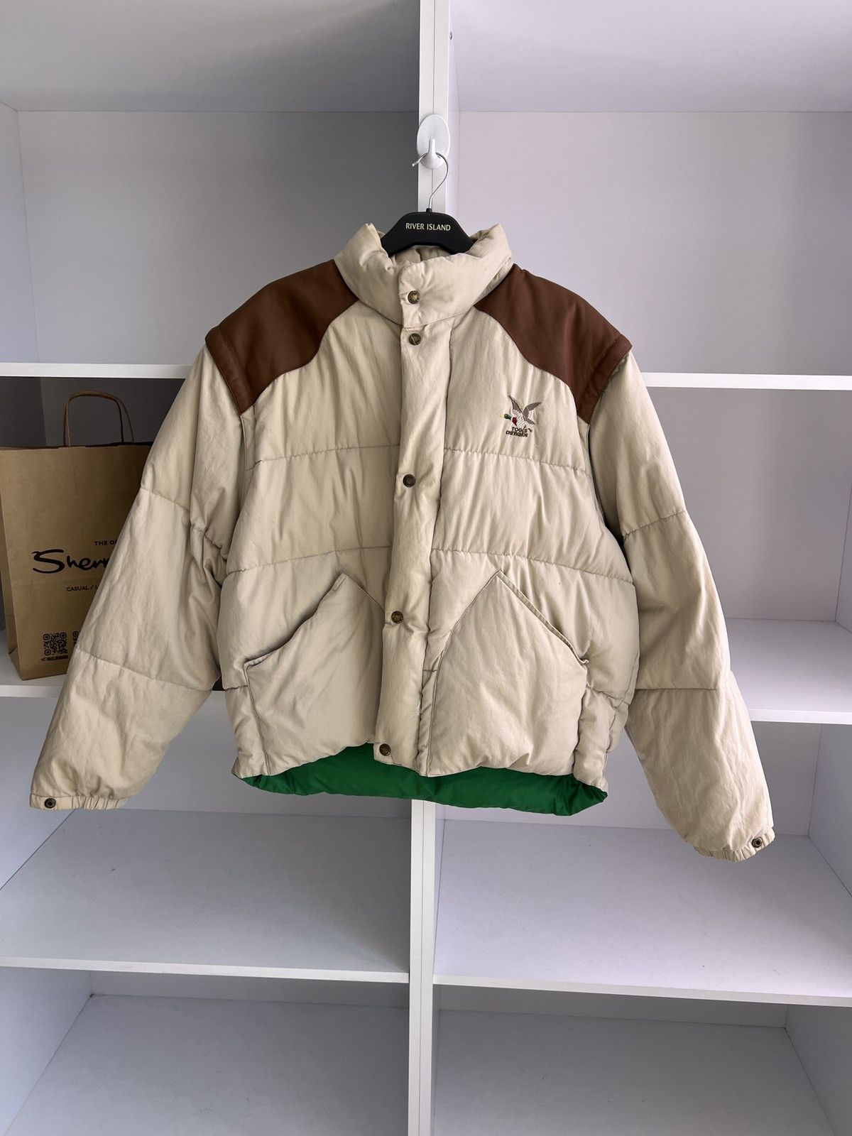 Designer × Vintage VINTAGE chevignon Unlimited PUFFER jacket down duvet leather Size US XL / EU 56 / 4 - 4 Thumbnail