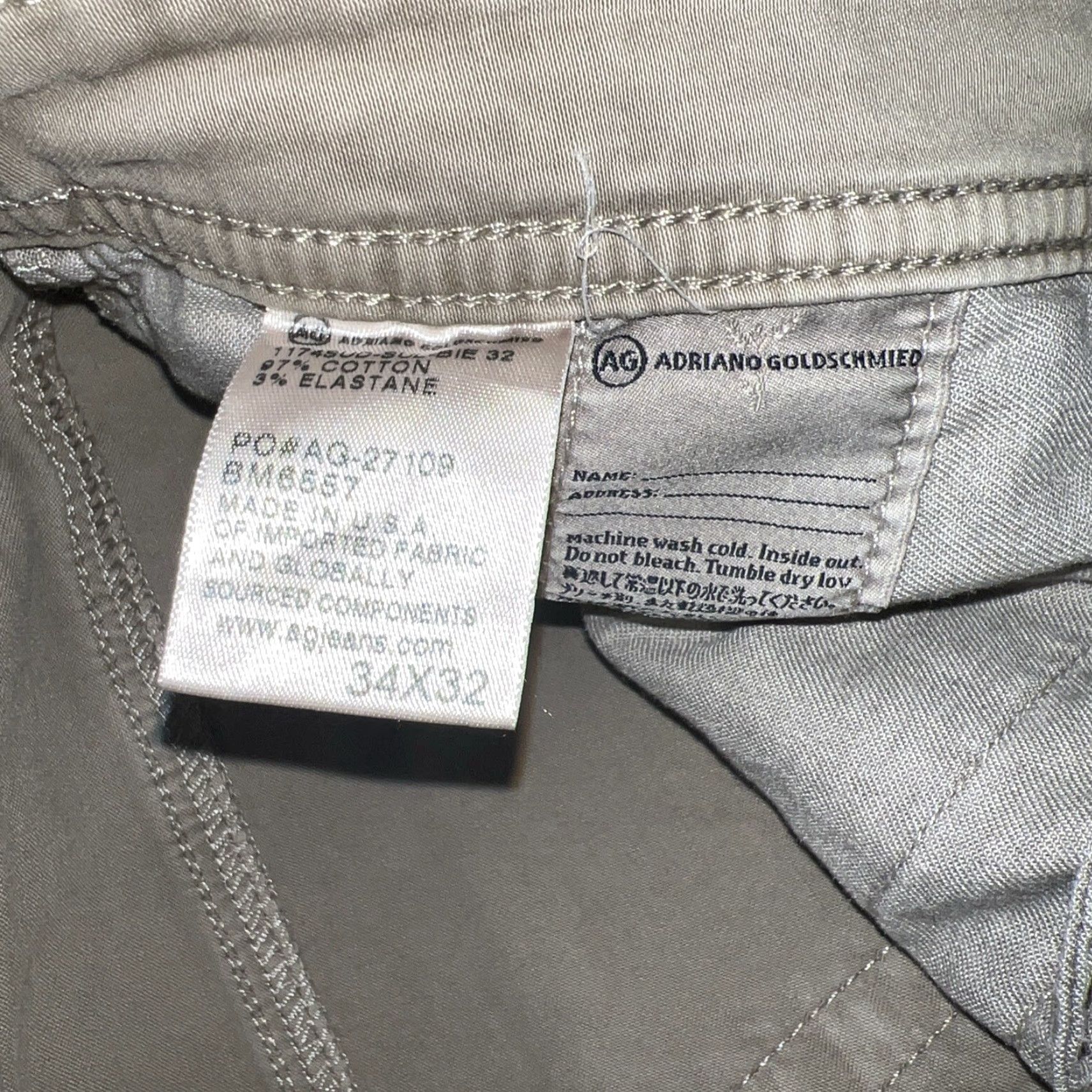 Vintage AG Adriano Goldschmied Pants Mens 34x32 Beige Chino Regular Size 34 Inseam 32 Mens Size US 34 / EU 50 - 5 Thumbnail