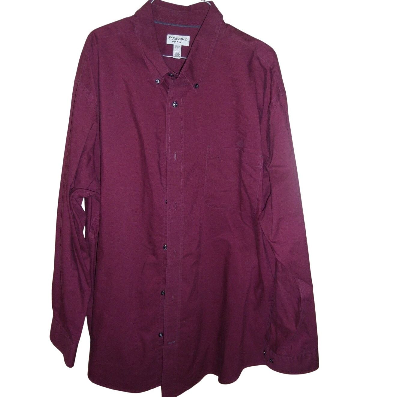 St. Johns Bay St. John's Bay Retro 90s Vintage Burgundy Shirt Men 2XL Size US XXL / EU 58 / 5 - 1 Thumbnail