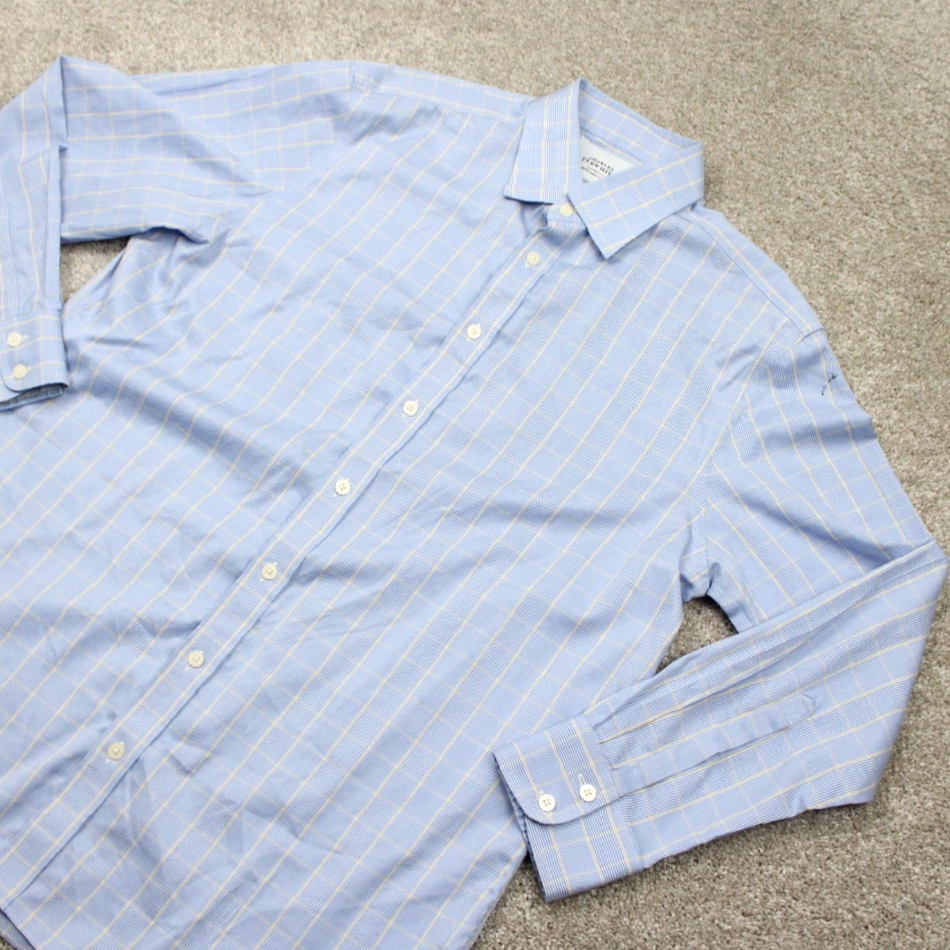 Charles Tyrwhitt Charles Tyrwhitt Dress Shirt Men 16 1/2 34 Blue/Yellow Non Iron Slim Fit Cotton Shirt Slim Mens Blue 16.5 34 Plaid Button-Down Collar Size 46R - 4 Thumbnail