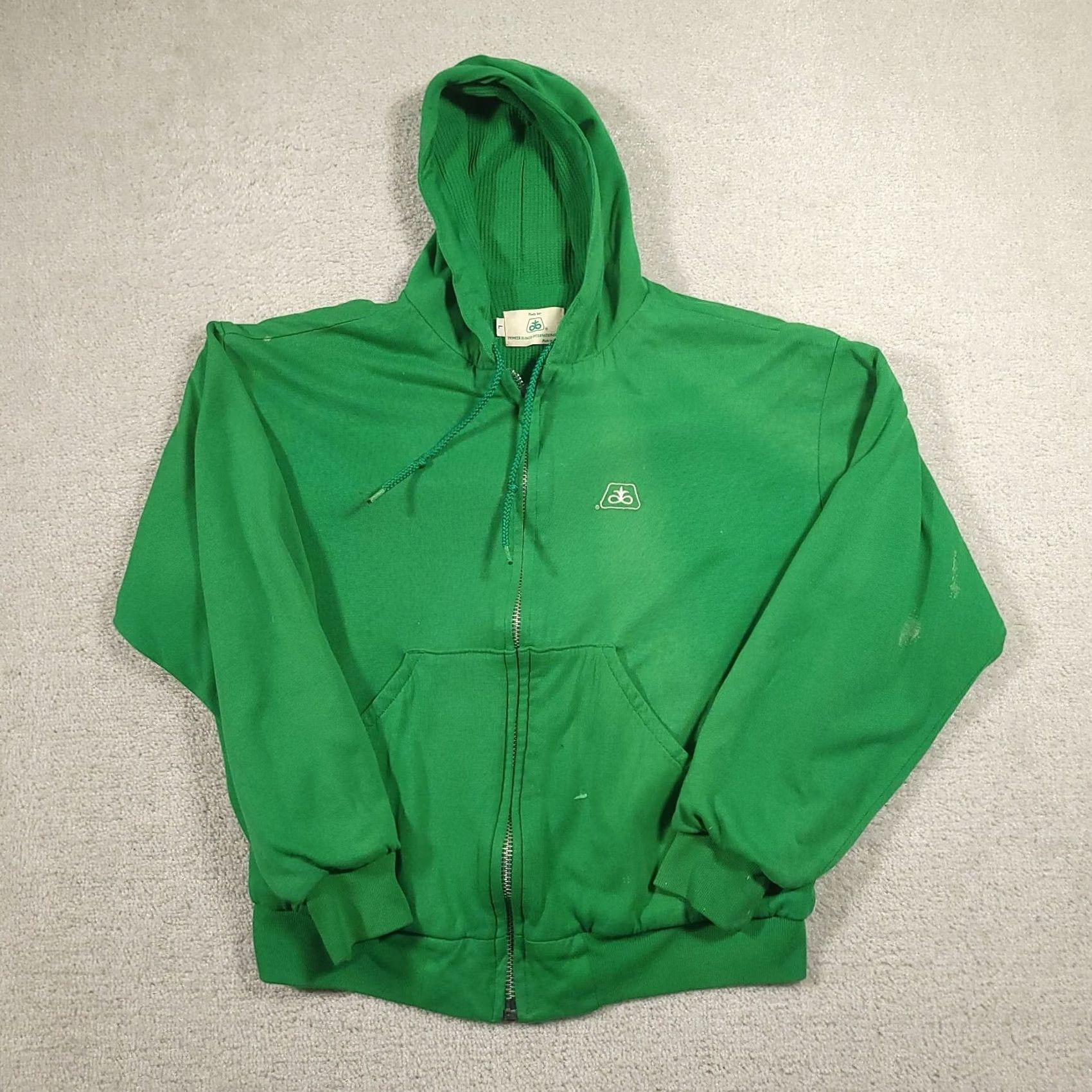 Vintage VINTAGE Pioneer Hi Bred Hoodie Mens L Green Full Zip Waffle Lined USA Logo Size US L / EU 52-54 / 3 - 2 Thumbnail