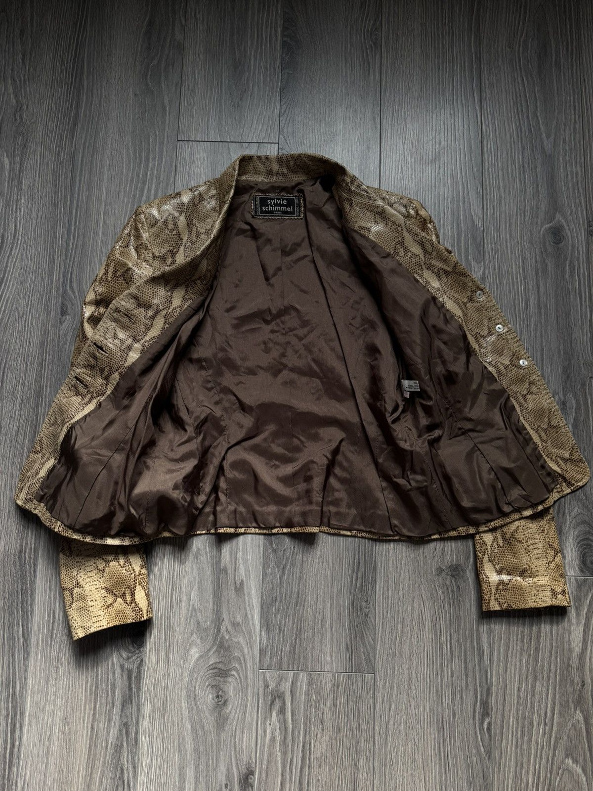 Vintage Sylvie Schimmel Paris Leather Python-print Jacket 42 Size M / US 6-8 / IT 42-44 - 10 Thumbnail