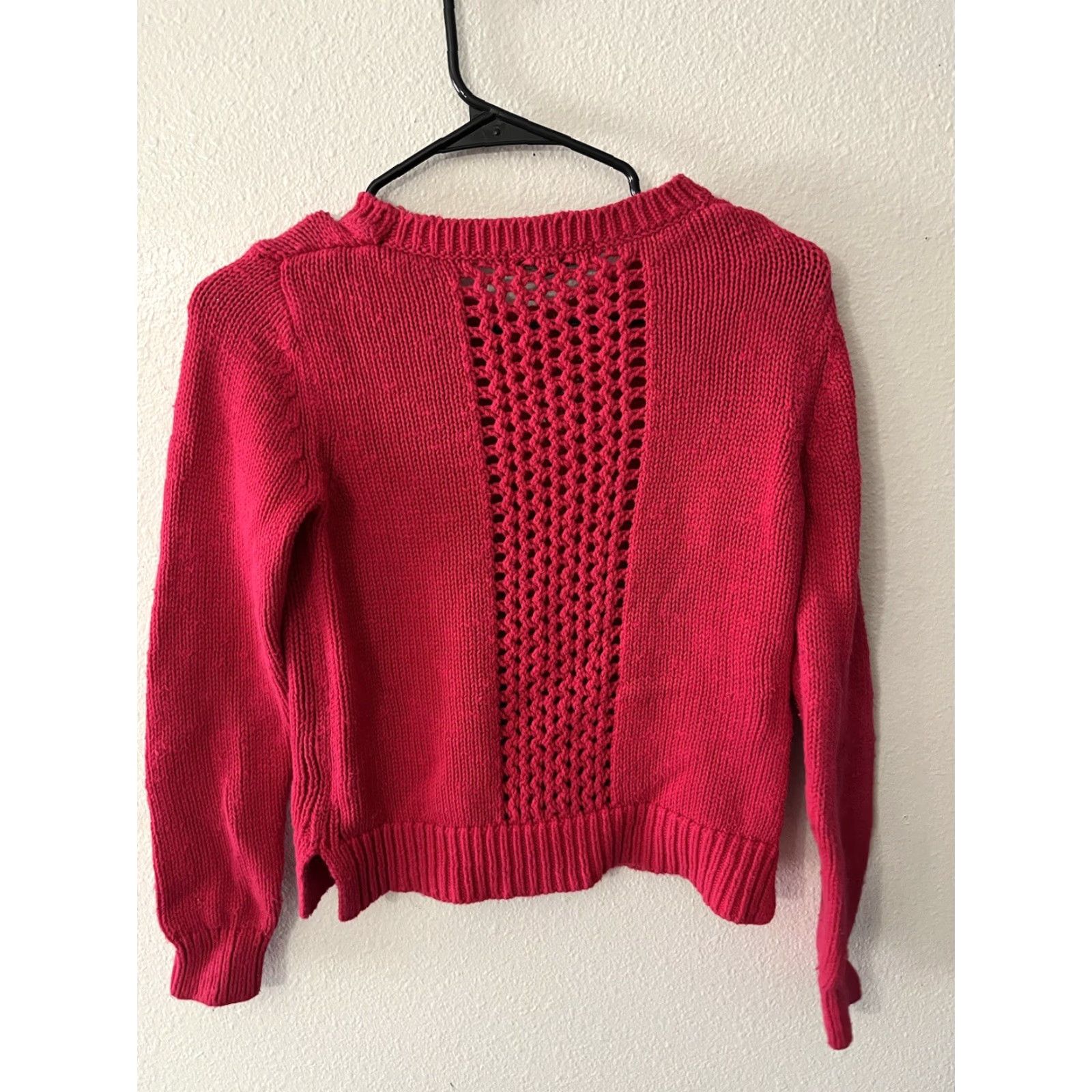 Banana Republic Banana Republic Sweater Womens XS Pink Open Knit Pullover Long Sleeve Crew Neck Casual Knitwear Lightweight Pattern: Solid Size XS / US 0-2 / IT 36-38 - 3 Thumbnail