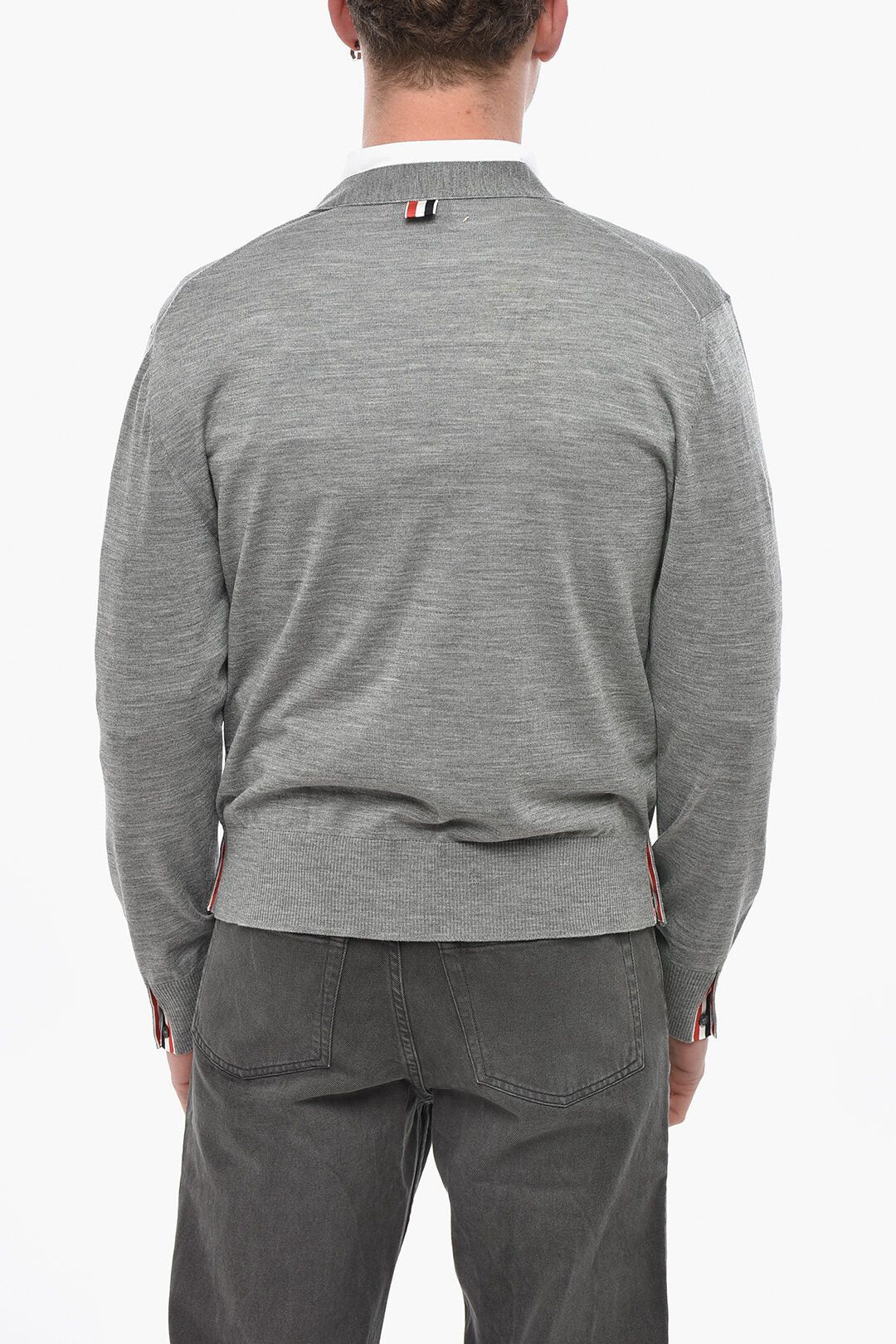 Thom Browne og1mm0426 Virgin Wool V-Neck Cardigan in Grey Size US XL / EU 56 / 4 - 2 Thumbnail