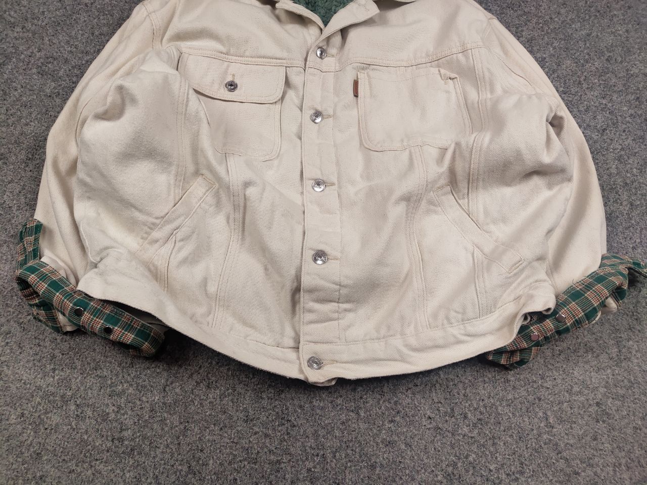 If Six Was Nine × Le Grande Bleu (L.G.B.) Masonprince Studios Design Beige Denim Fur Oversized Jacket Size US L / EU 52-54 / 3 - 5 Thumbnail