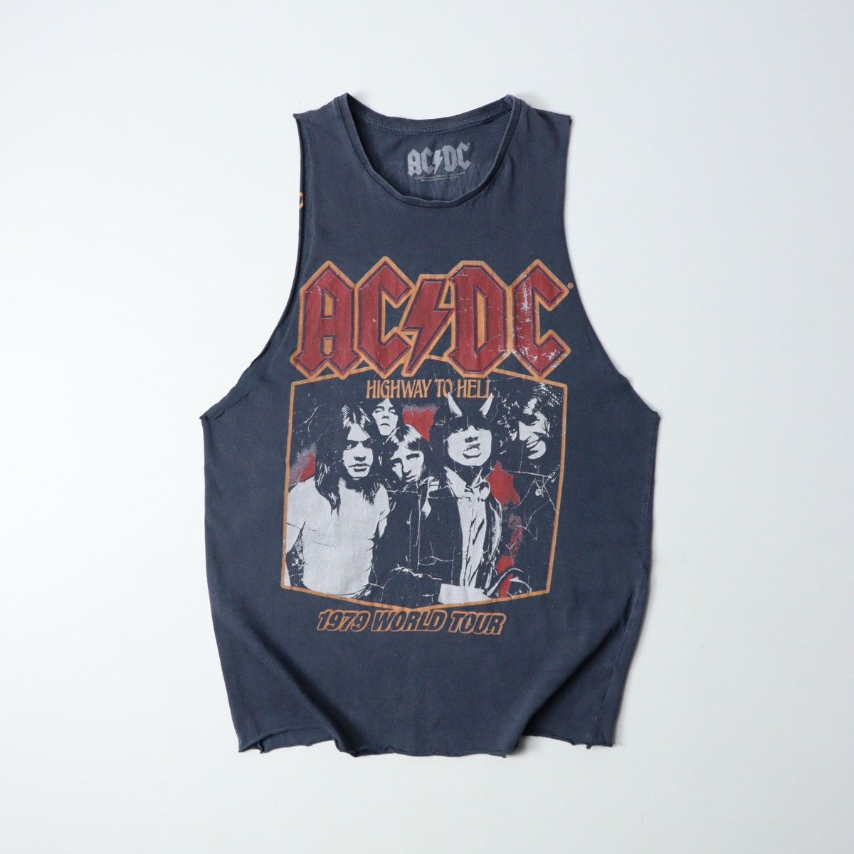 Vintage Style ACDC Rock Band Tank Top Long Tee Highway Hell