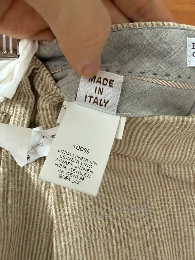 Brunello Cucinelli Brunello Cucinelli Beaded Linen Striped Trousers Size 25" / US 0 / IT 36 - 8 Thumbnail