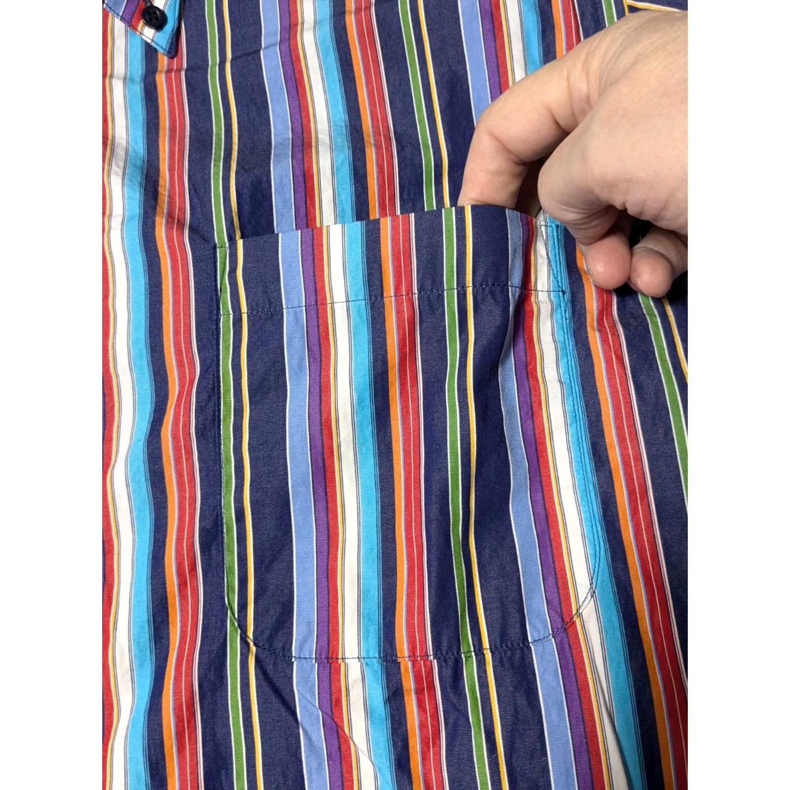 Vintage ST. CROIX Men L Blue Multi Striped Cotton Button-Up Shirt Made In Italy Size US L / EU 52-54 / 3 - 5 Thumbnail