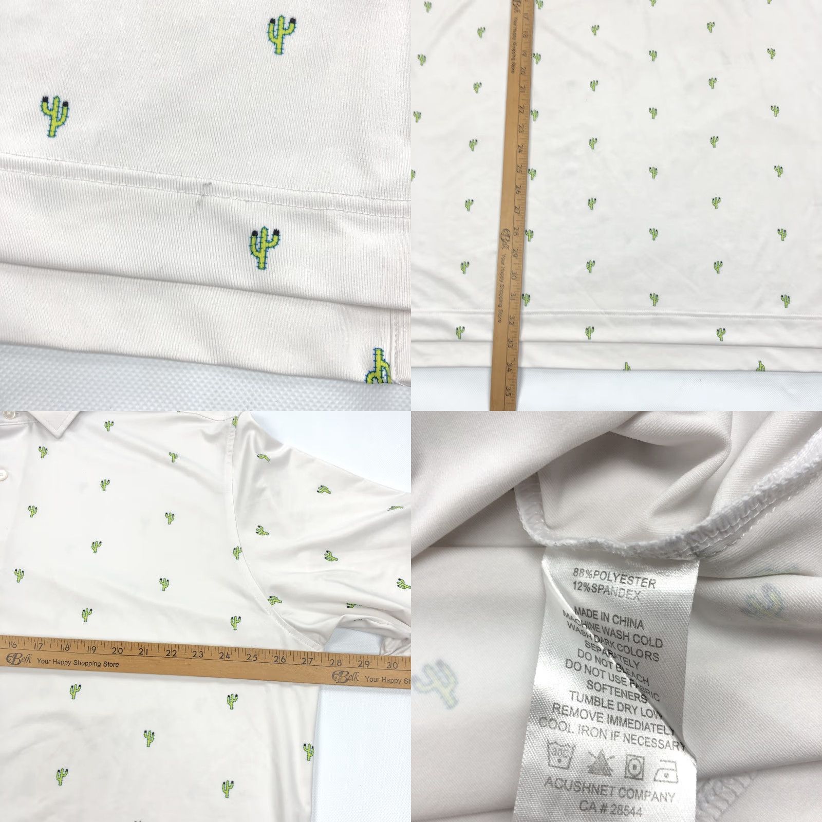Footjoy FootJoy Polo Shirt Men 2XL White Cactus Print Golf Performance Breathable Moisture Wicking Short Sleeve Shirt Mens Size US XXL / EU 58 / 5 - 8 Thumbnail