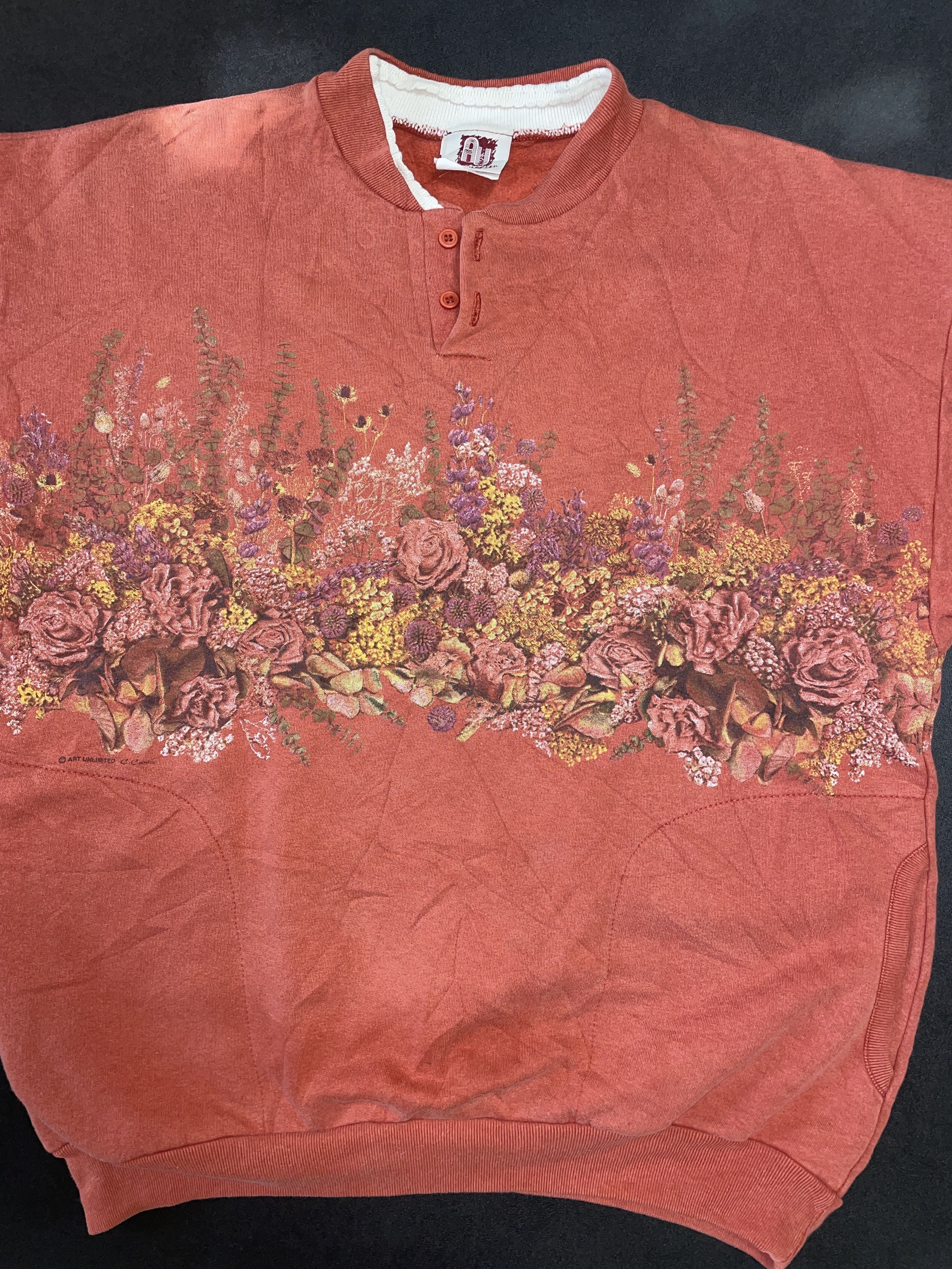 Other AllOver Orange Flower Bouquet Longsleeve Jacket with pockets Size L / US 10 / IT 46 - 3 Thumbnail