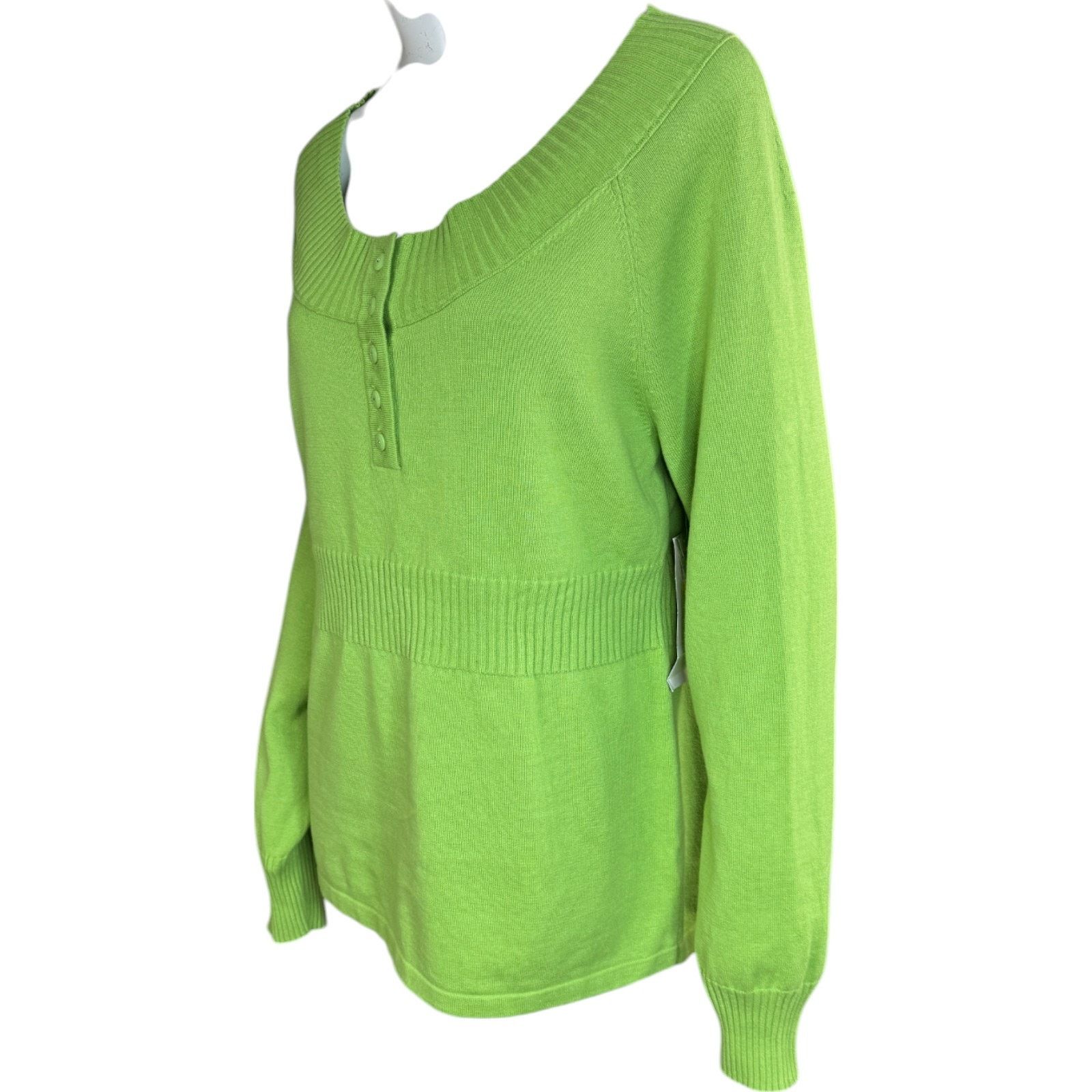 Jones New York Jones New York Sport Green Henley Sweater Green XL NWT Size XL / US 12-14 / IT 48-50 - 6 Thumbnail