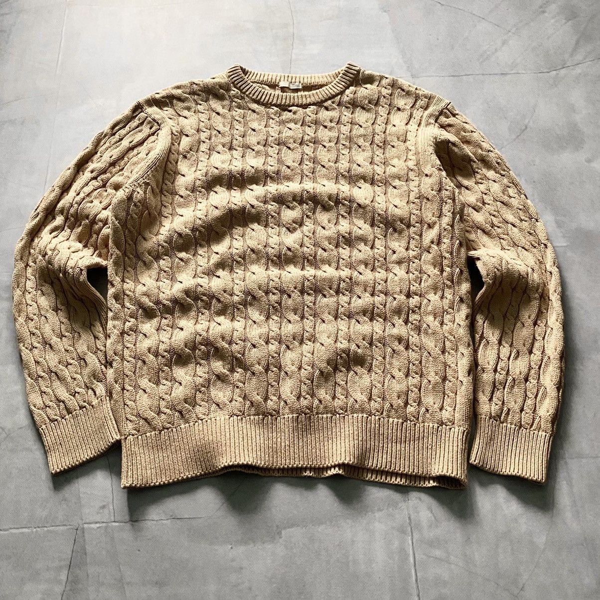 GU × Vintage GU Japanese Brown Cable Knit Sweater Polo Ralph Lauren Style Size US M / EU 48-50 / 2 - 2 Thumbnail