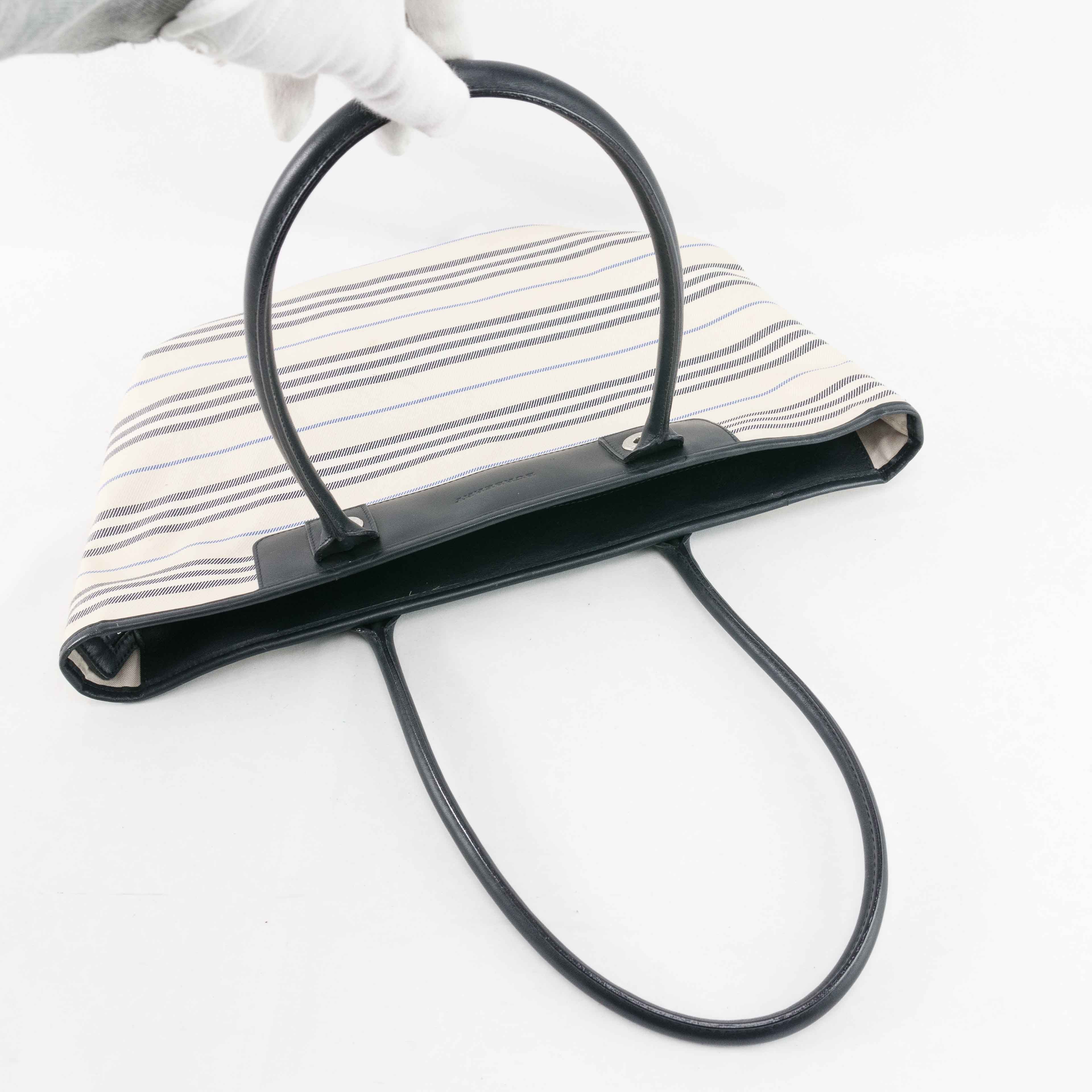 Burberry Burberry Striped Canvas Leather Tote Bag Size ONE SIZE - 9 Thumbnail