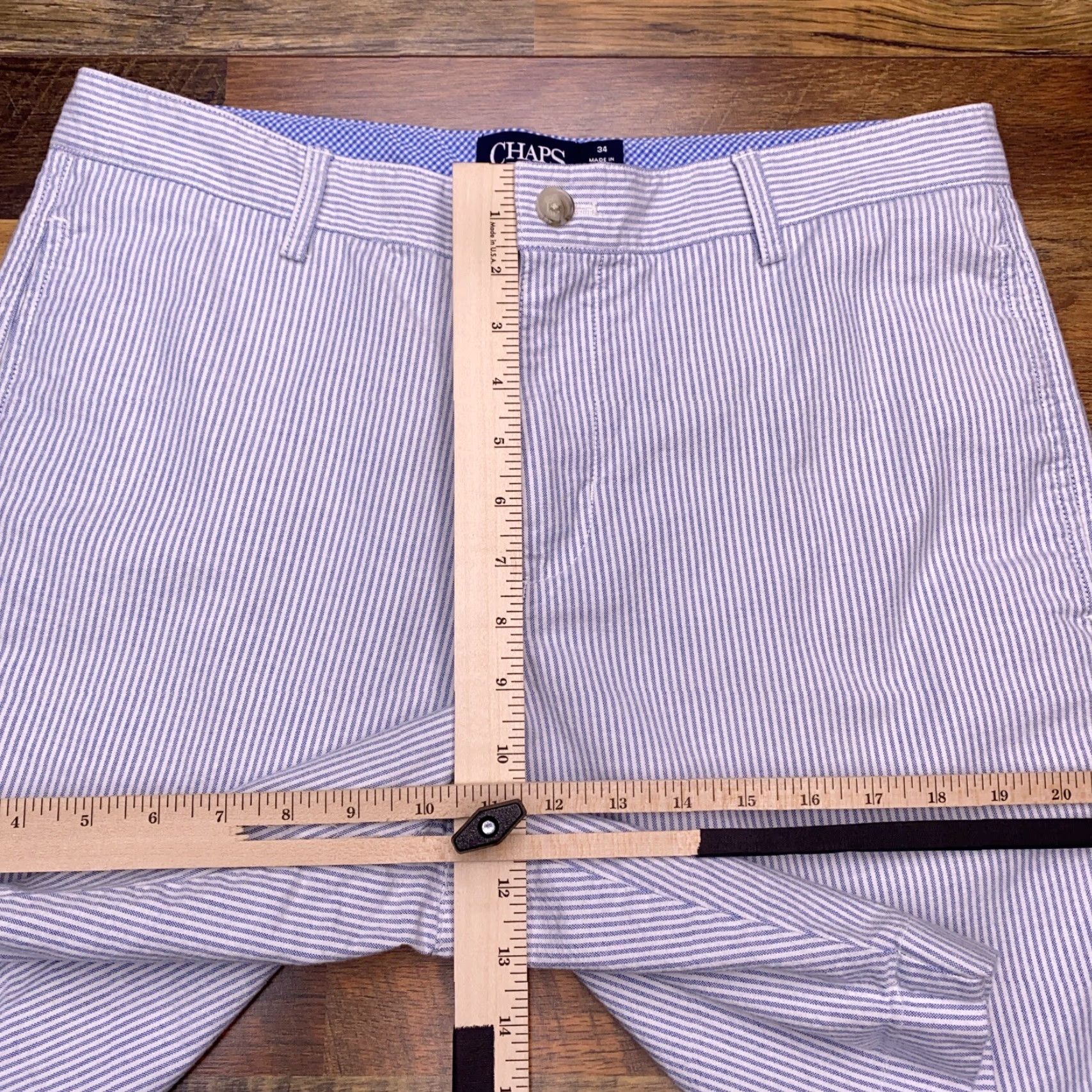 Chaps Chaps Chino Short Adult 34 Blue Striped Preppy Knit 97% Cotton 3% Elastane Zip Regular Slim/Flat Front Pockets Mens Casual Vintage No (if allowed) Size US 34 / EU 50 - 6 Thumbnail