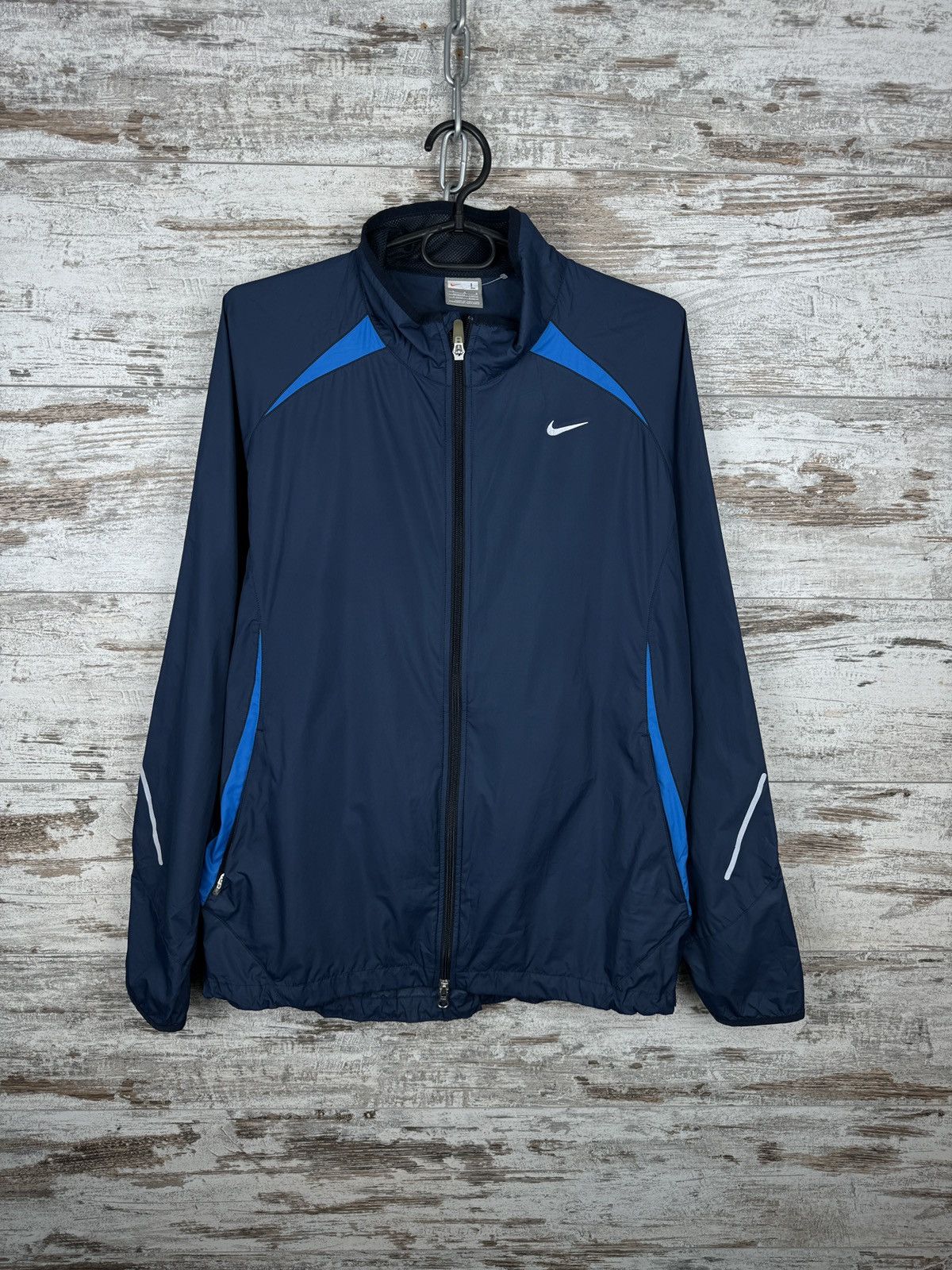 Nike × Vintage Mens Vintage Nike navy track jacket swoosh drill Olympic y2k Size US L / EU 52-54 / 3 - 1 Thumbnail