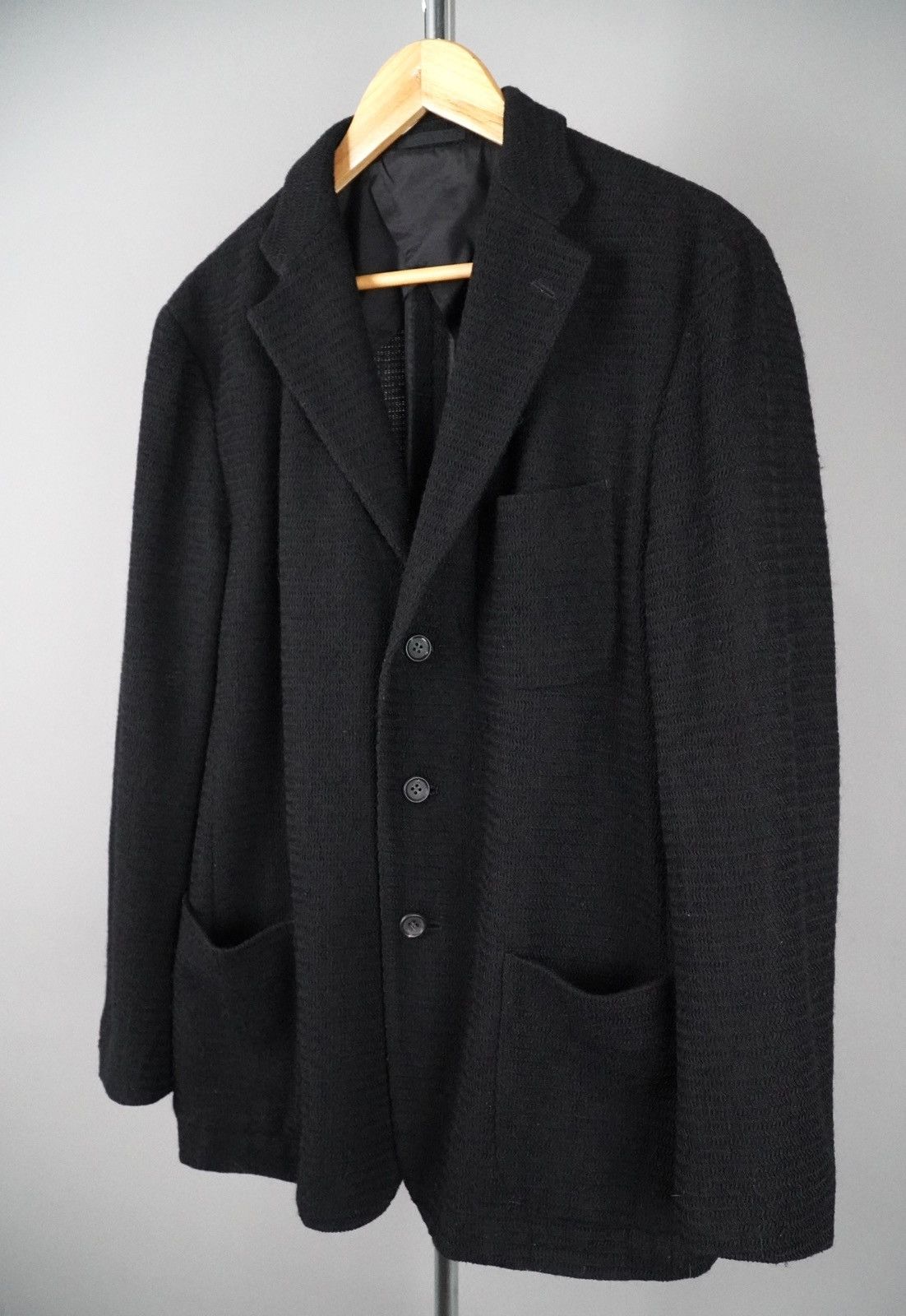 Issey Miyake Issey Miyake - Tailored Knit Blazer - Mixed Fabric in Black Size 42S - 2 Thumbnail