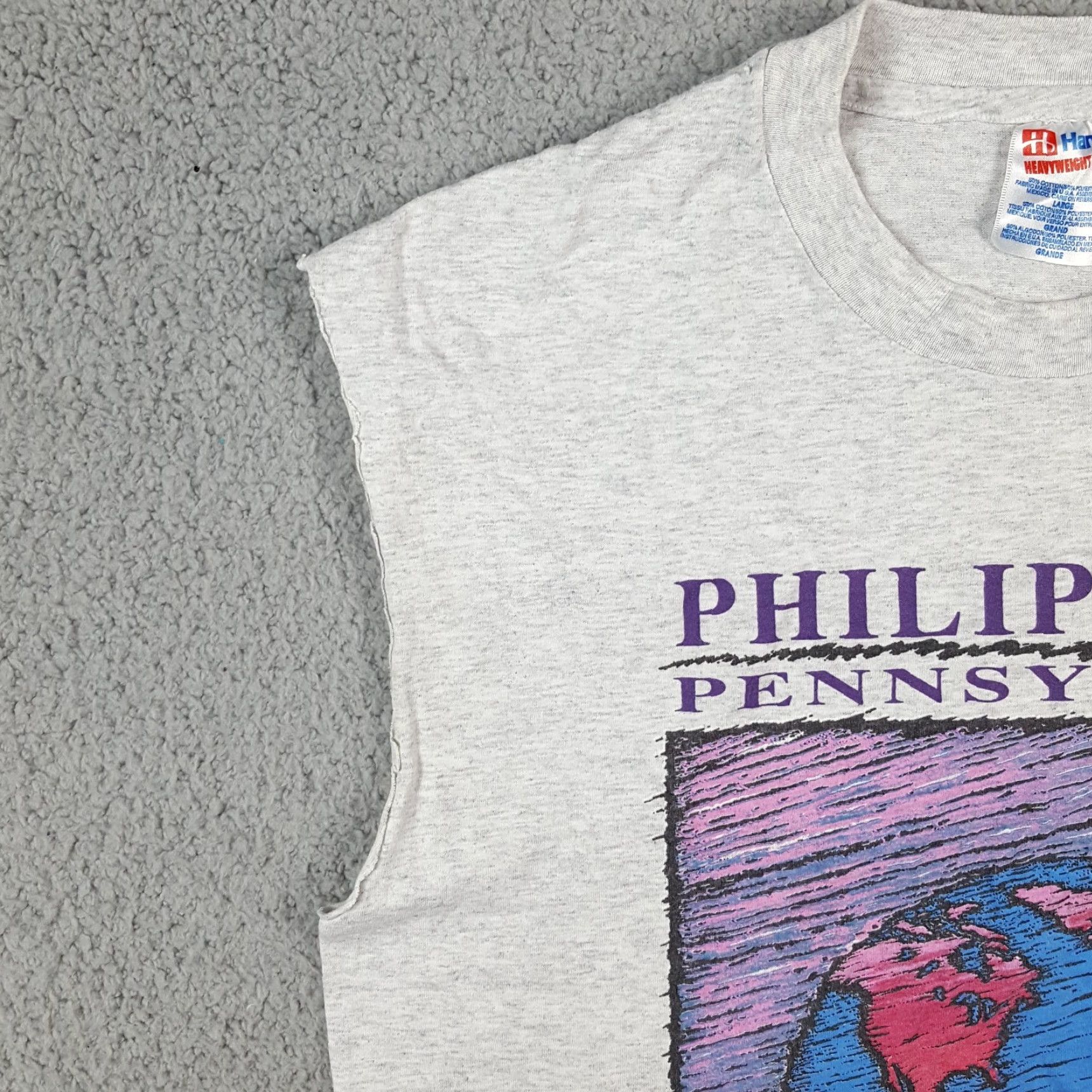 Hanes VINTAGE Hanes Men's T-Shirt Tank Sleeveless 90s Art Nature Outdoor Earth Planets Gray L Size US L / EU 52-54 / 3 - 3 Thumbnail