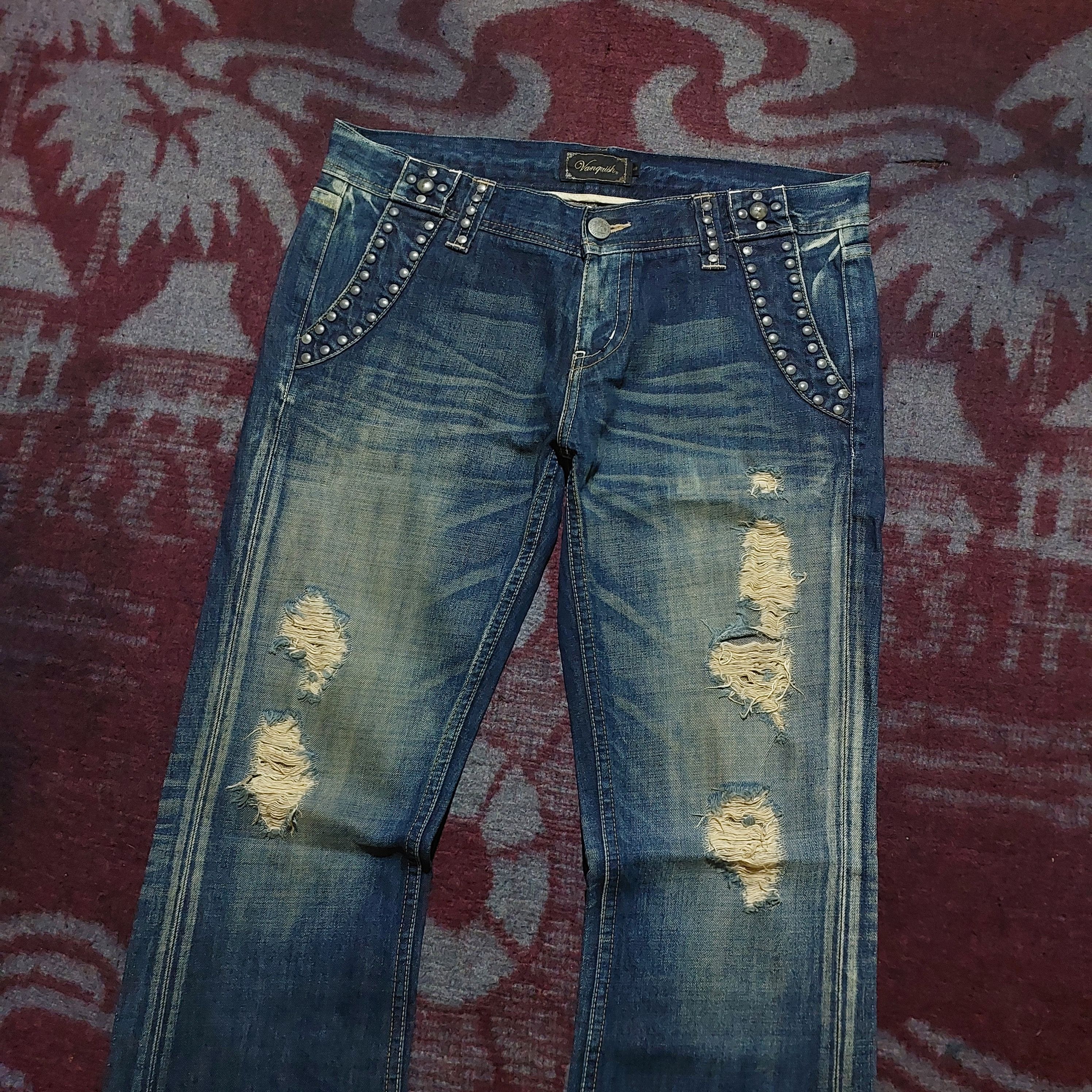 GOA Vanquish studded ripped flared blue denim Size US 36 / EU 52 - 4 Thumbnail