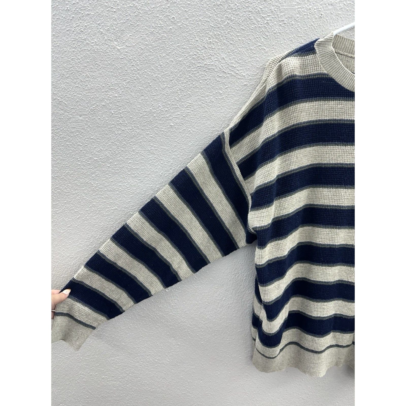 Vintage Susquehanna Trail Outfitters Mens Sweater Striped Knit Long Sleeve Large Beige Crew Neck Pullover Casual Business Travel 90s Classic Outdoor Mens Size US L / EU 52-54 / 3 - 2 Thumbnail