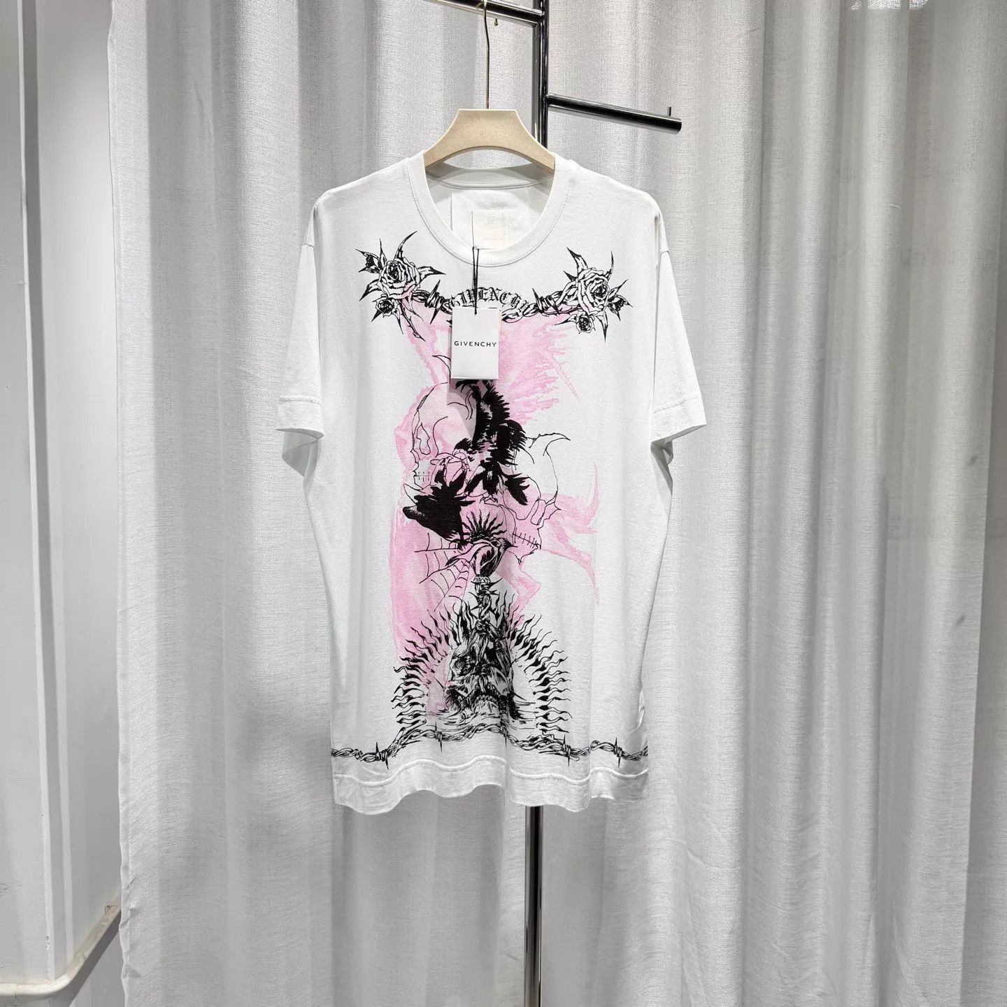 Givenchy White Graphic Short Sleeve T-Shirt Size US L / EU 52-54 / 3 - 1 Thumbnail