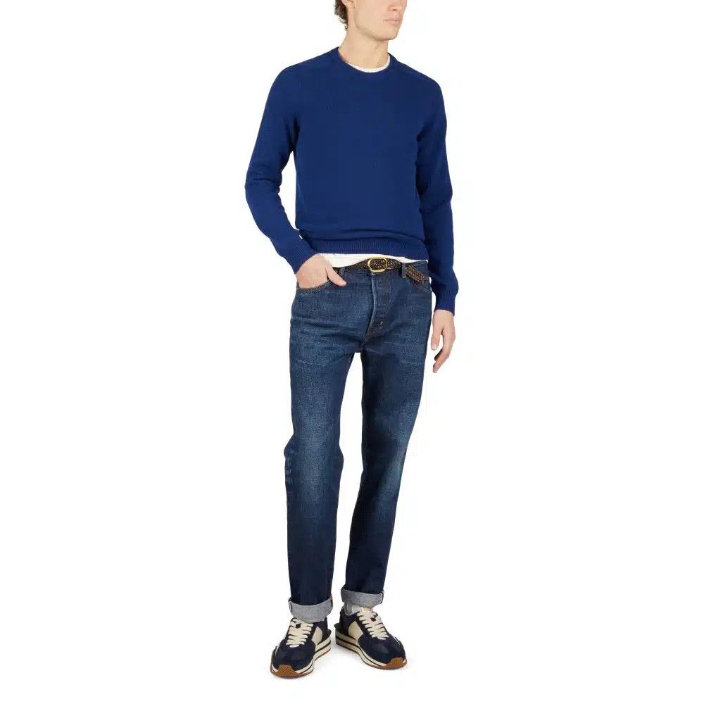 Tom Ford o1loc1c0325 KCL001 Cashmere Saddle Crewneck Sweater in Blue Size US M / EU 48-50 / 2 - 2 Thumbnail
