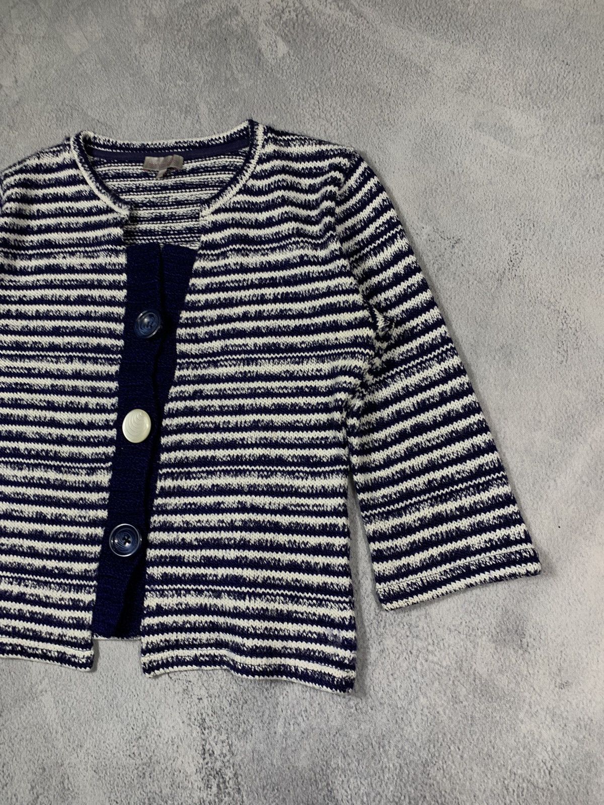 Japanese Brand × Vintage Vintage Y2KJapanese striped cardigan sweater oldmoney size M Size M / US 6-8 / IT 42-44 - 3 Thumbnail