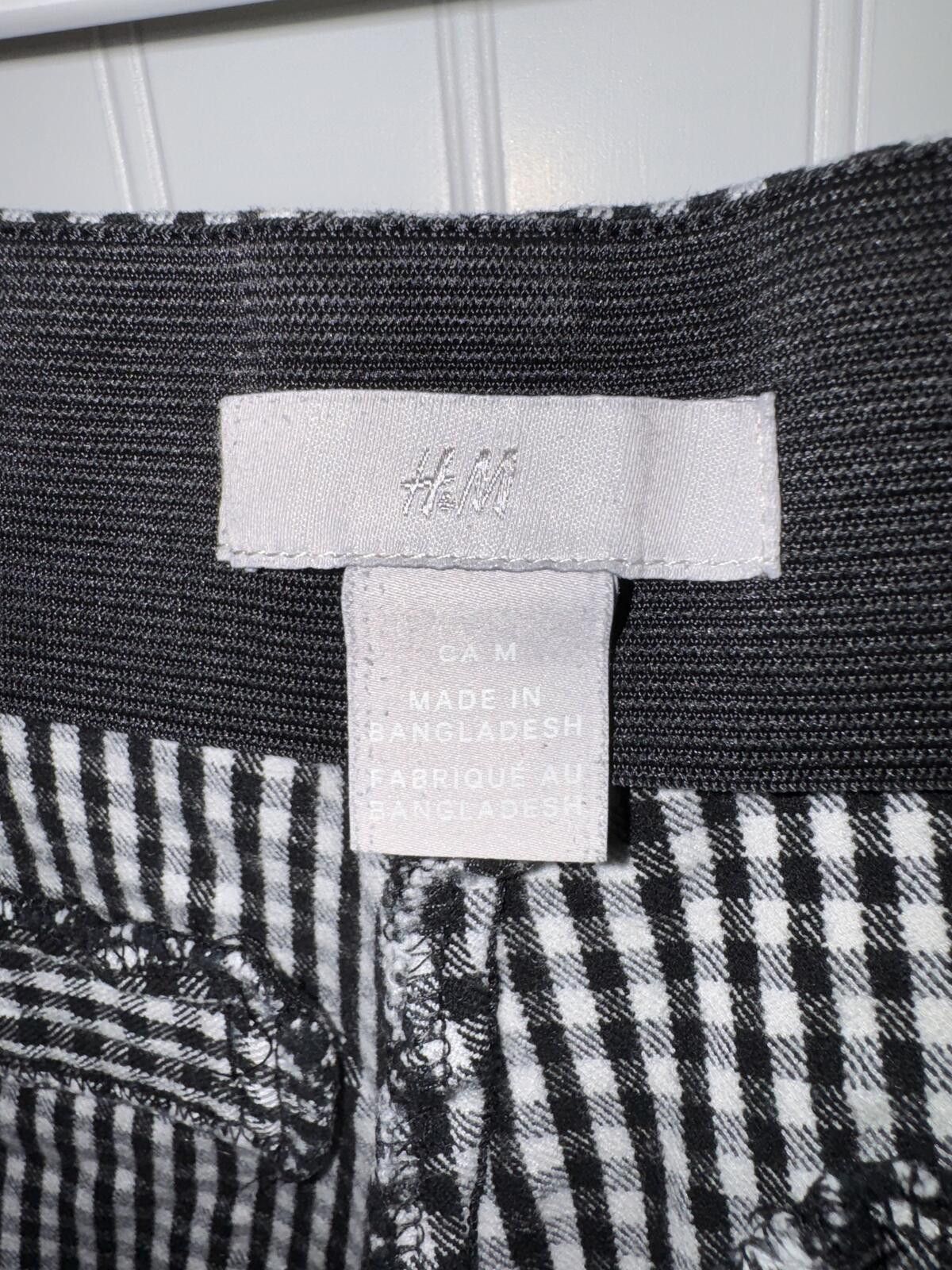 H&M H&M Women's Medium Black White Gingham Check Stretch Pants Size 32" / US 10 / IT 46 - 3 Thumbnail